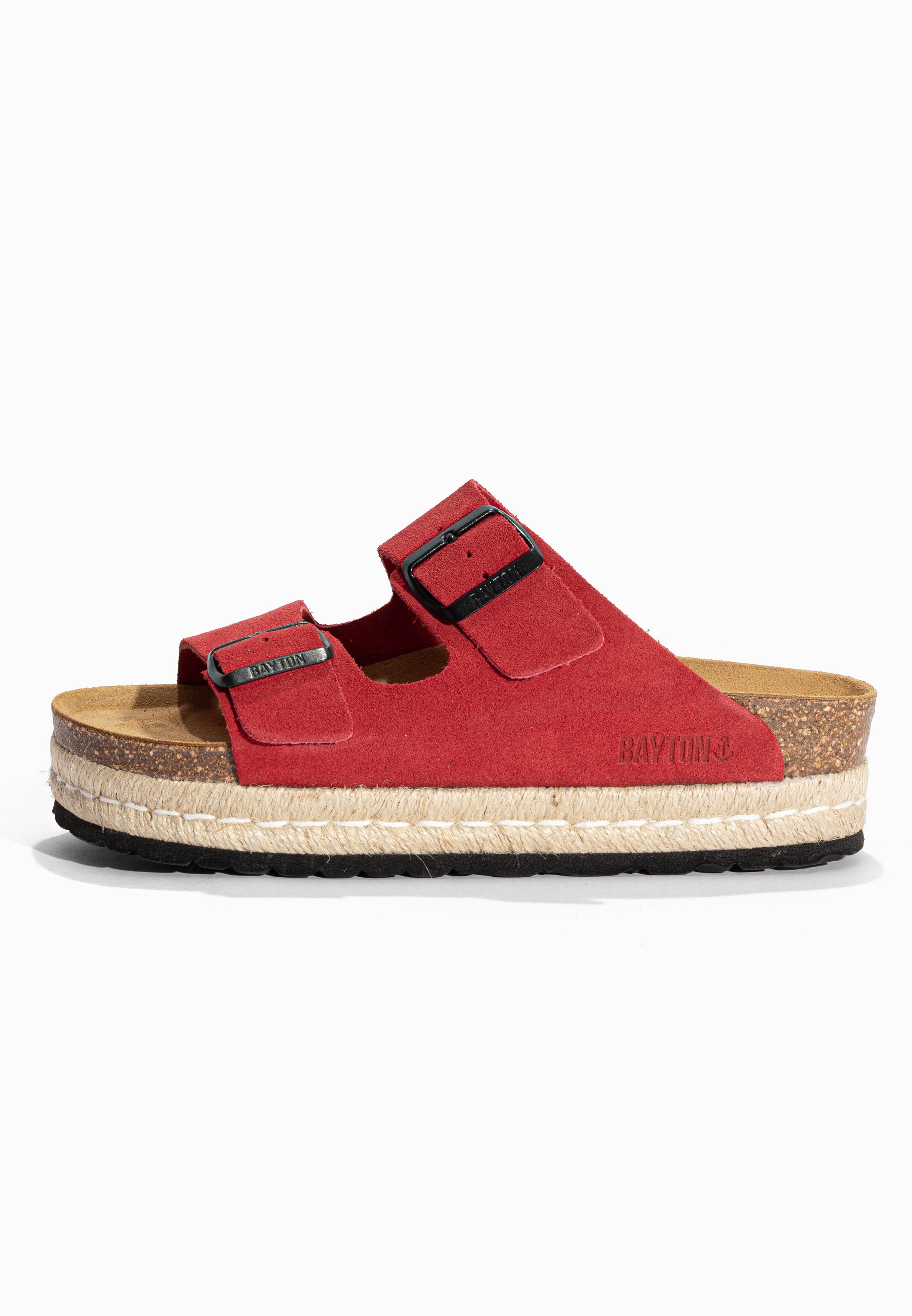 Sandales à Plateforme Alcee Rouge en Cuir Suédé Bayton pour Femme