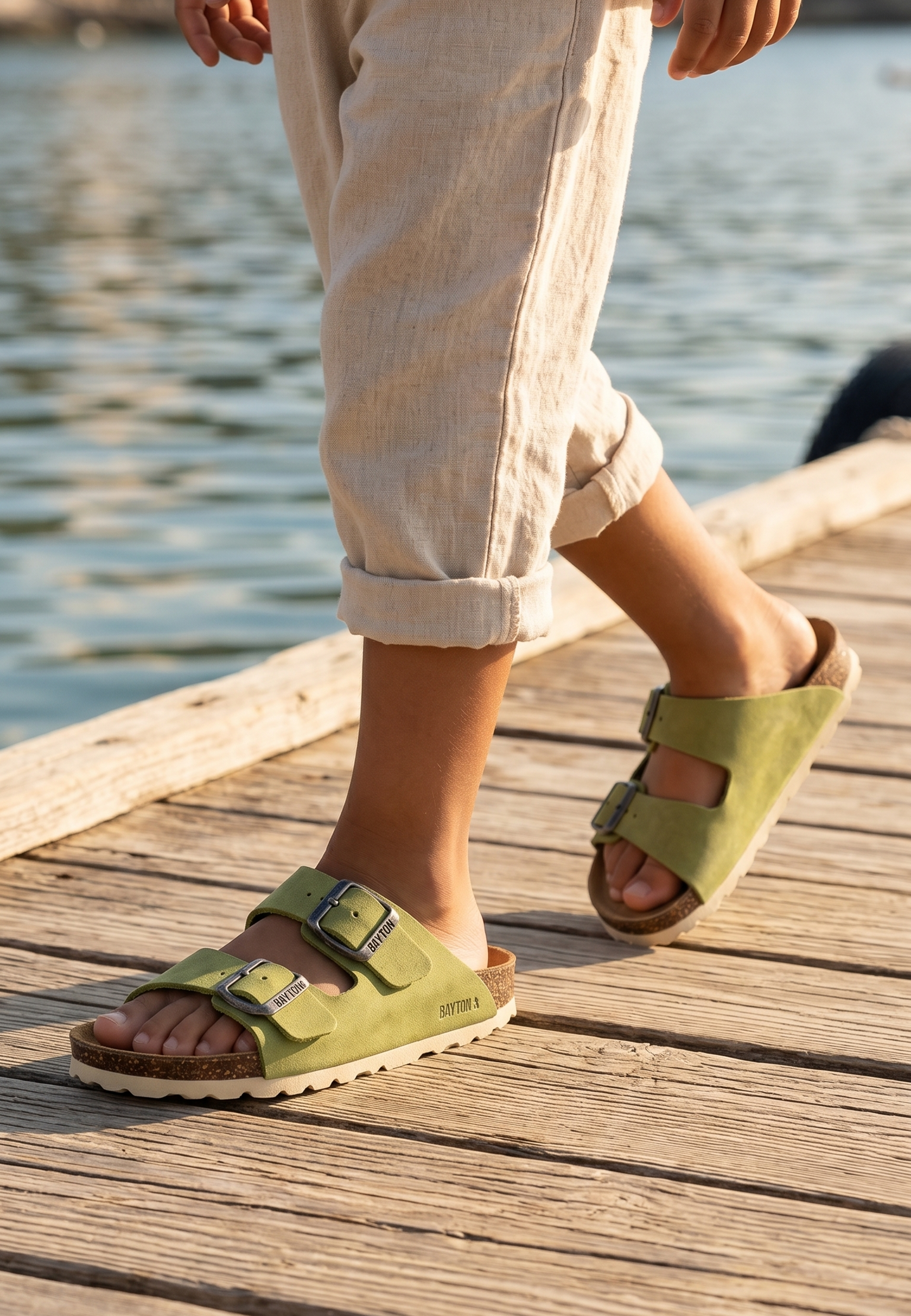 Sandales Atlas Vert en Cuir