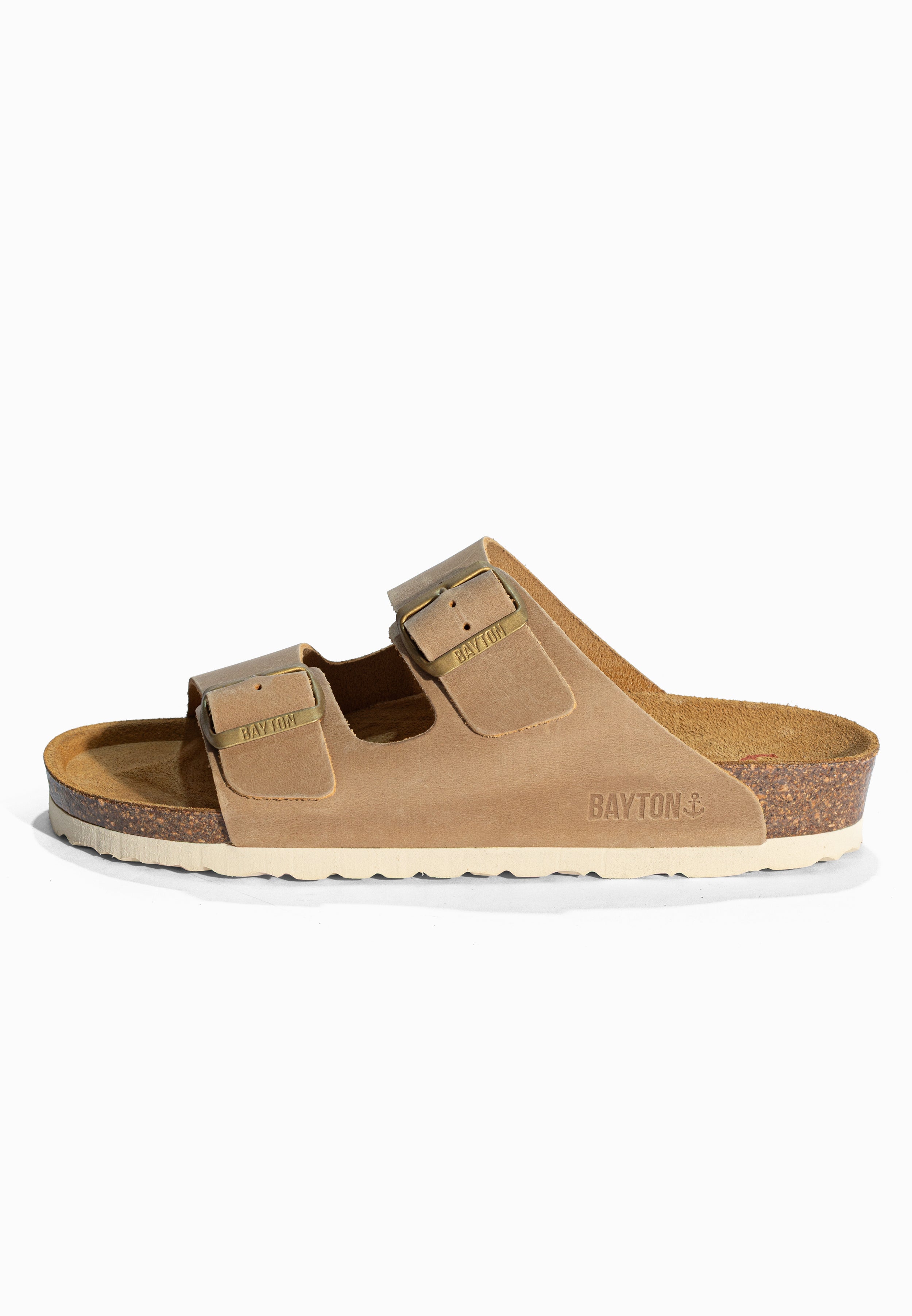 Sandales 2 Brides Atlas Beige foncé en Cuir Bayton pour Femme