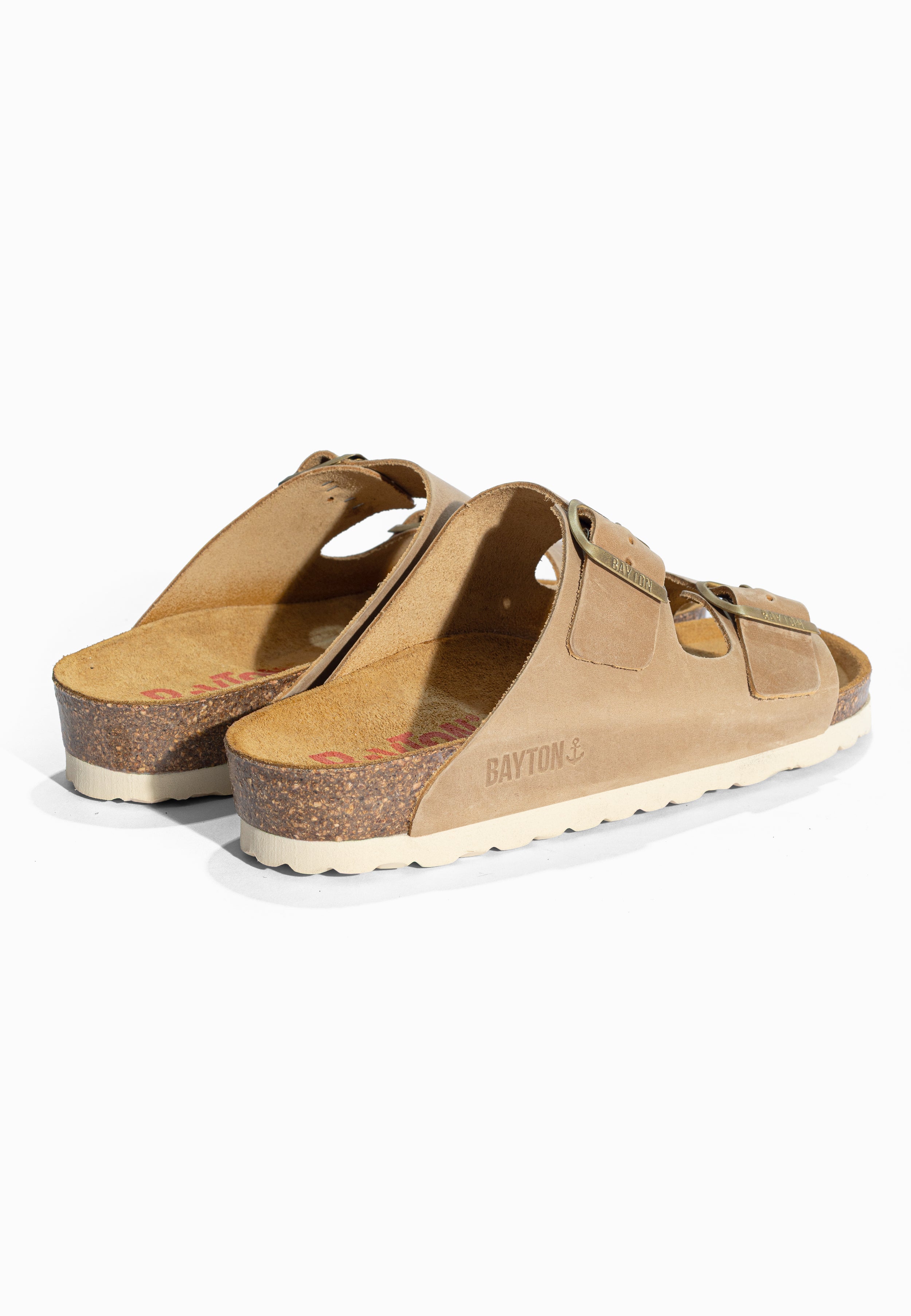 Sandales 2 Brides Atlas Beige foncé en Cuir Bayton pour Femme