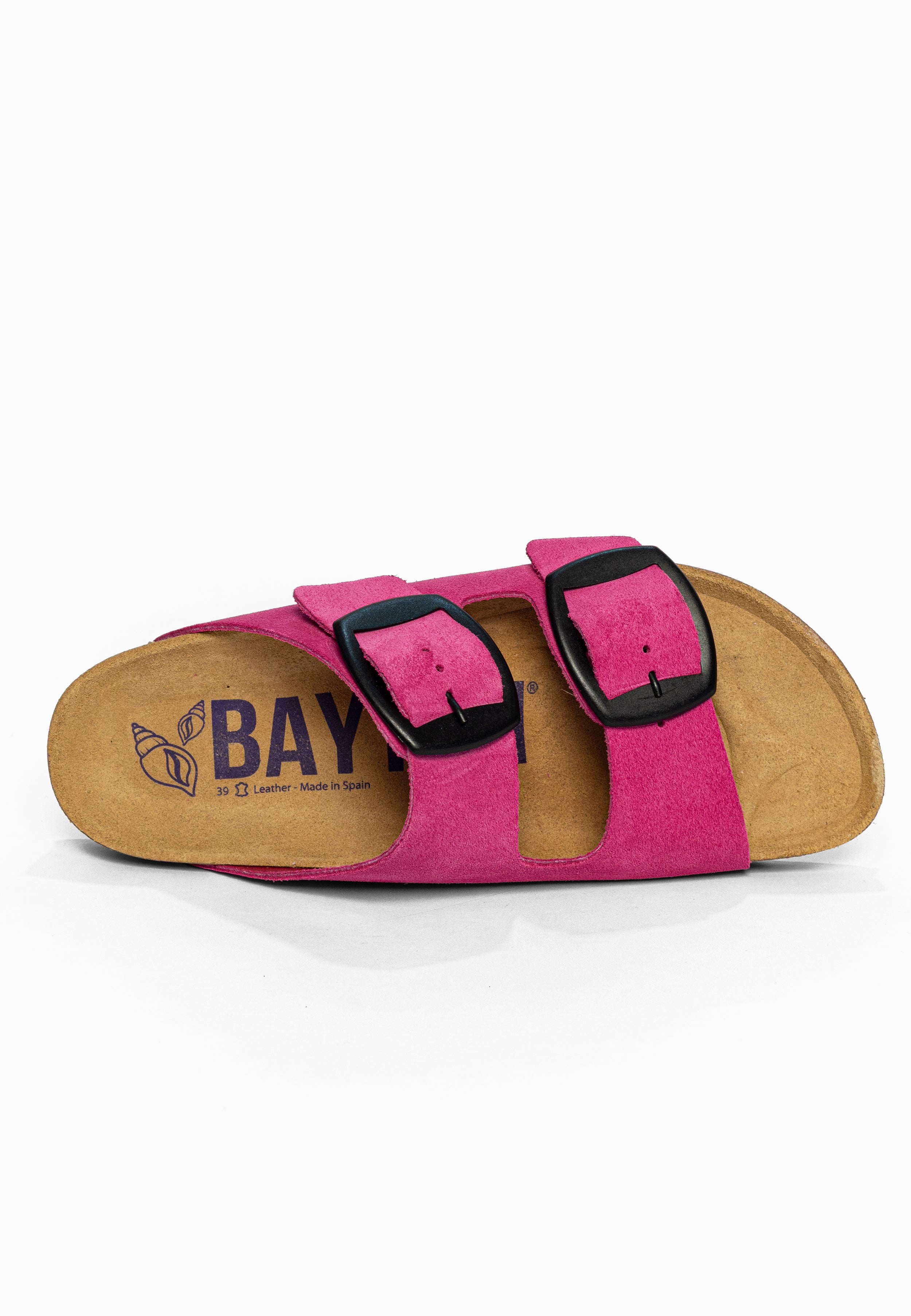 Sandales 2 Brides Alicante Rose en Cuir Suédé Bayton pour Femme