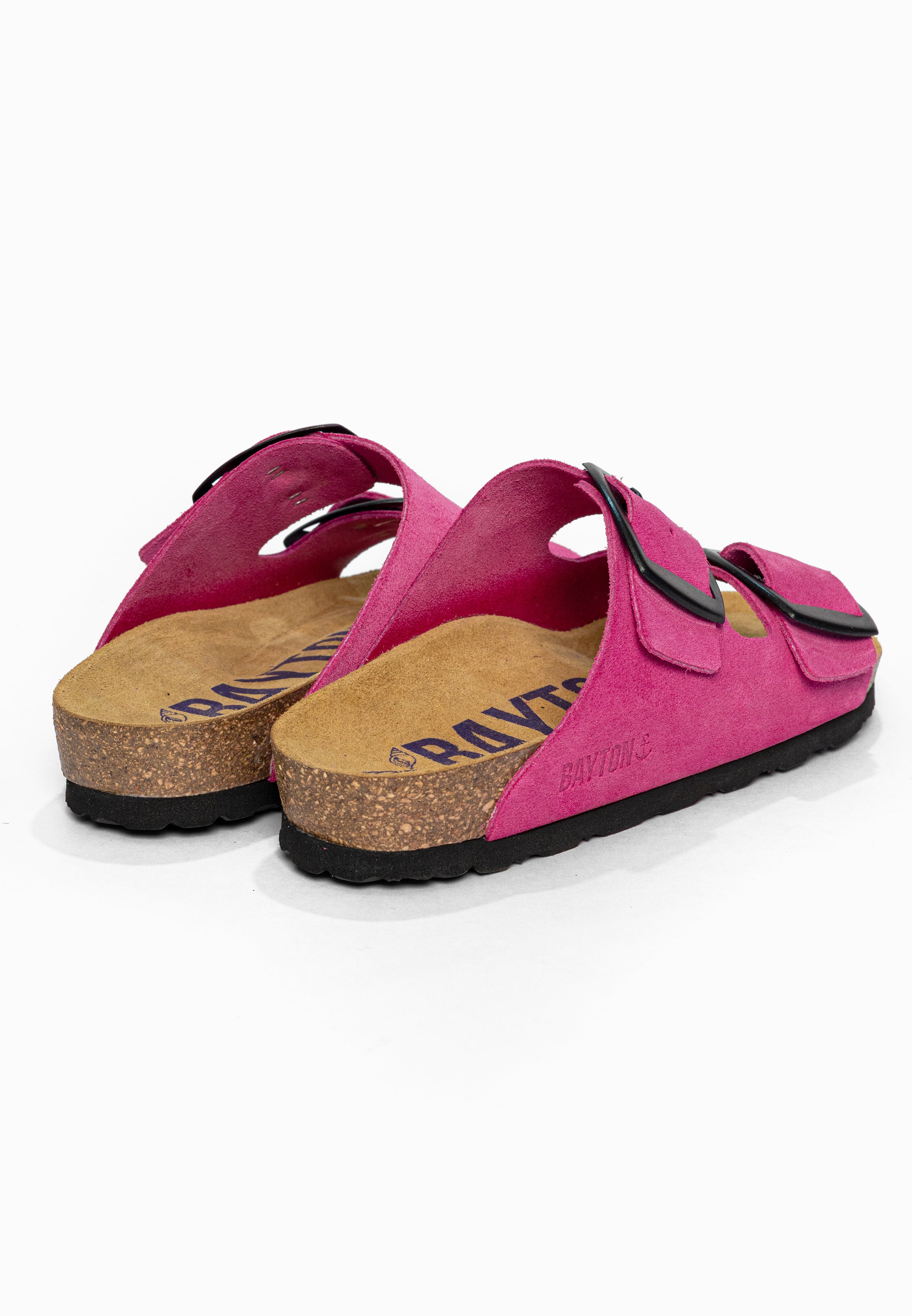 Sandales 2 Brides Alicante Rose en Cuir Suédé Bayton pour Femme