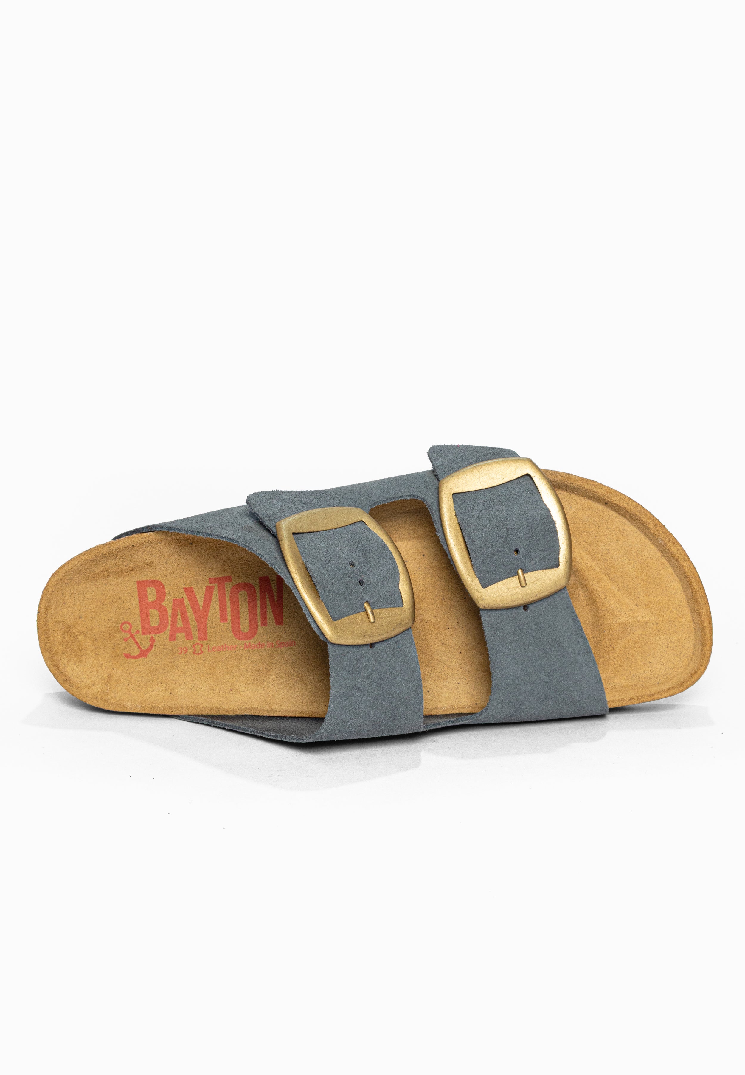 Sandales 2 Brides Alicante Gris en Cuir Suédé Bayton pour Femme