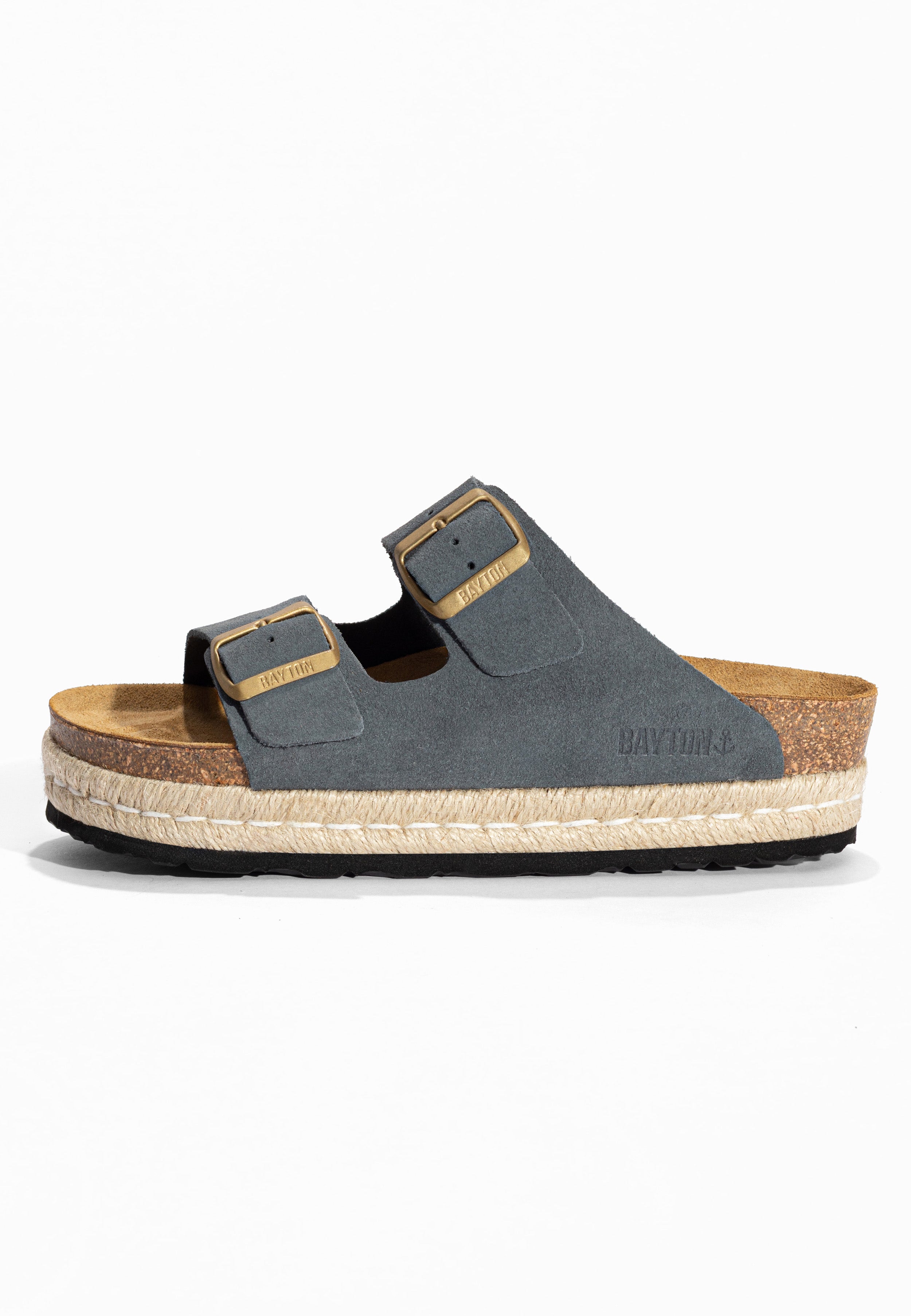 Sandales à Plateforme Alcee Gris en Cuir Suédé Bayton pour Femme