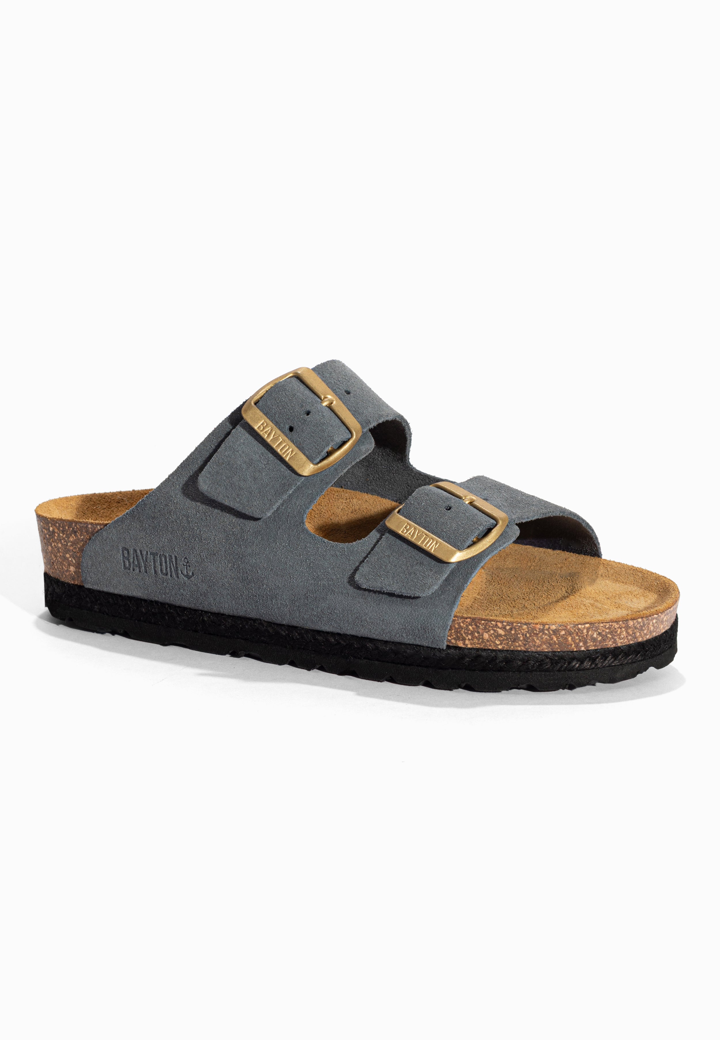 Sandales 2 Brides Benalla Gris en Cuir Suédé Bayton pour Femme