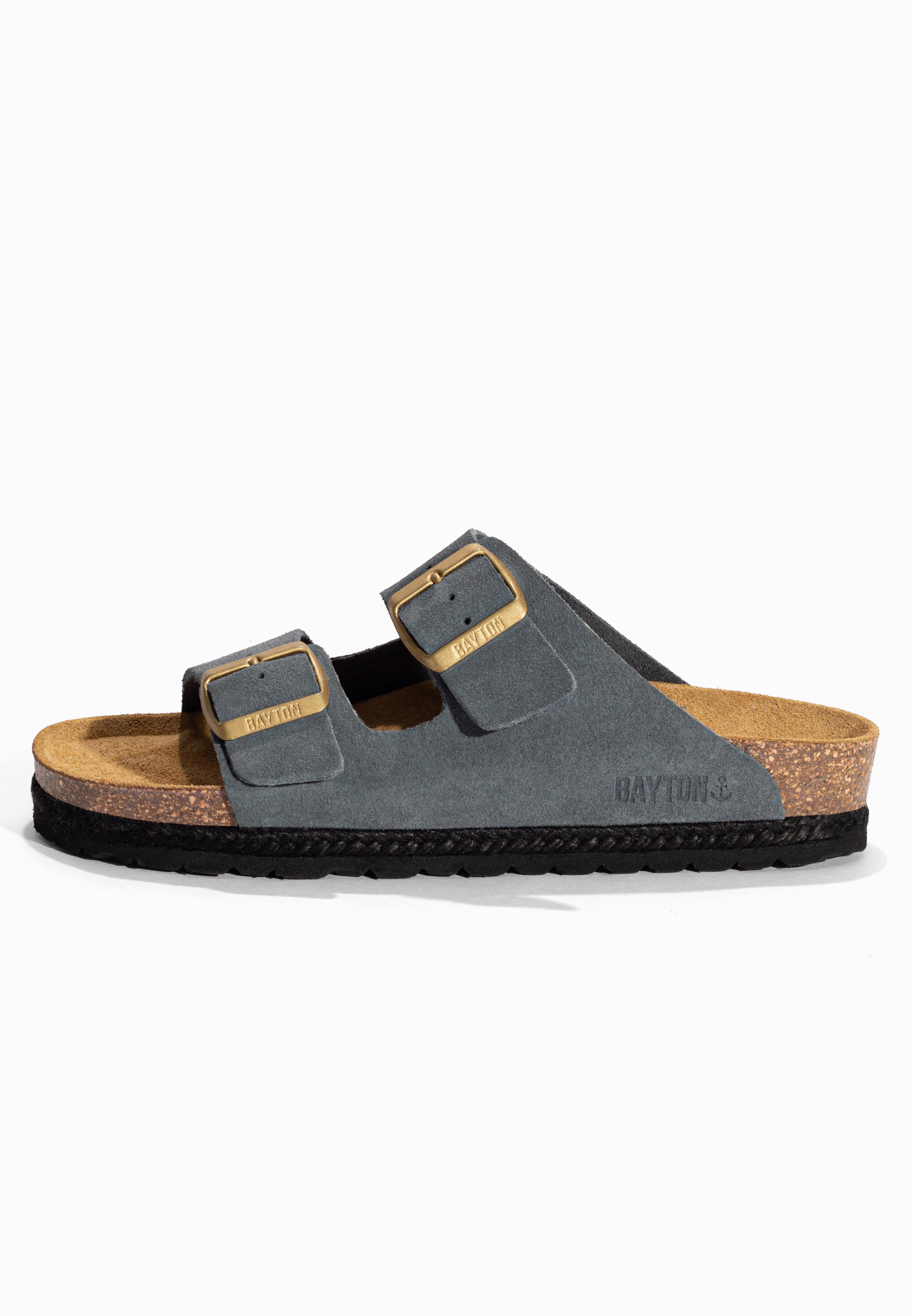 Sandales 2 Brides Benalla Gris en Cuir Suédé Bayton pour Femme