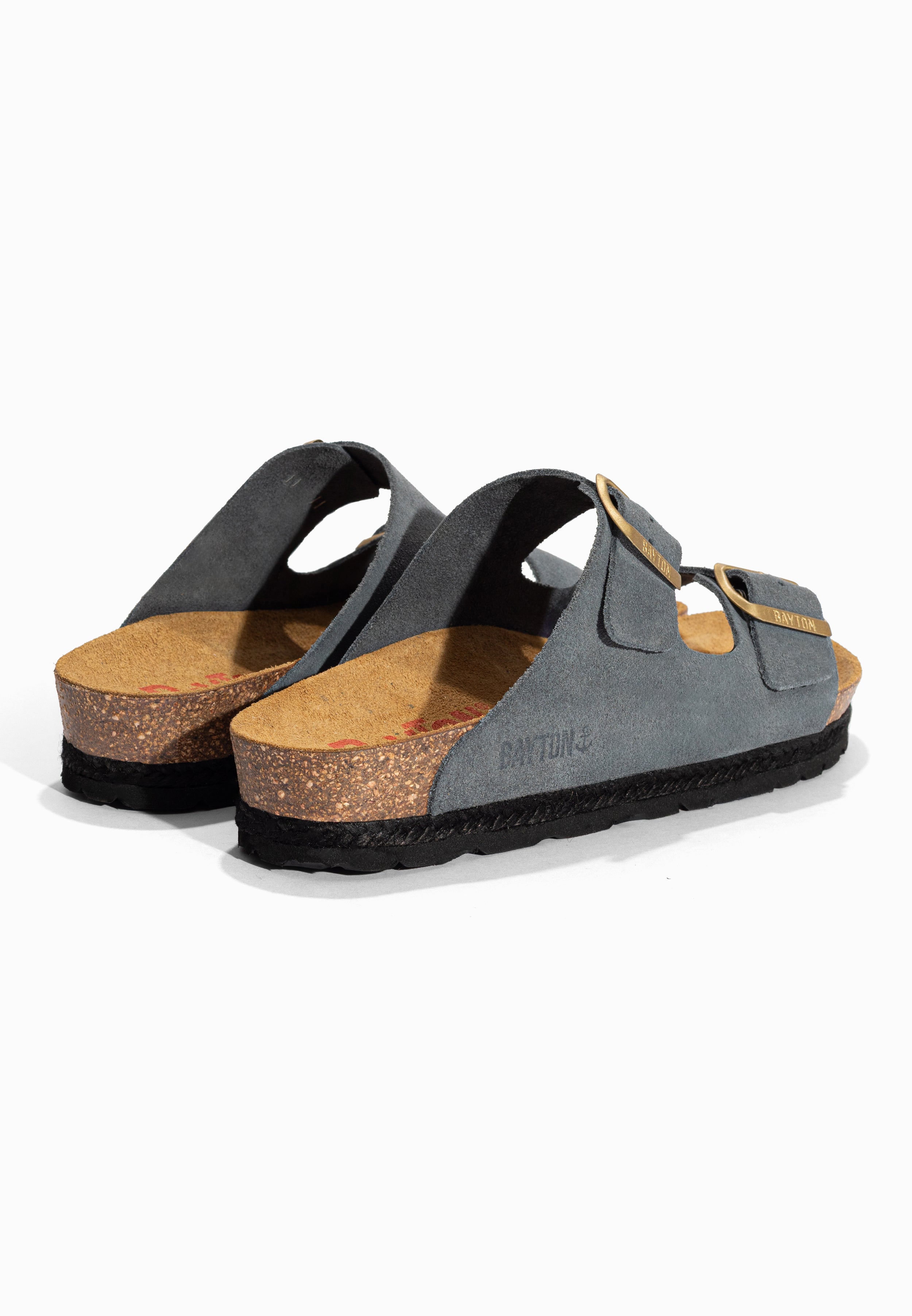 Sandales 2 Brides Benalla Gris en Cuir Suédé Bayton pour Femme