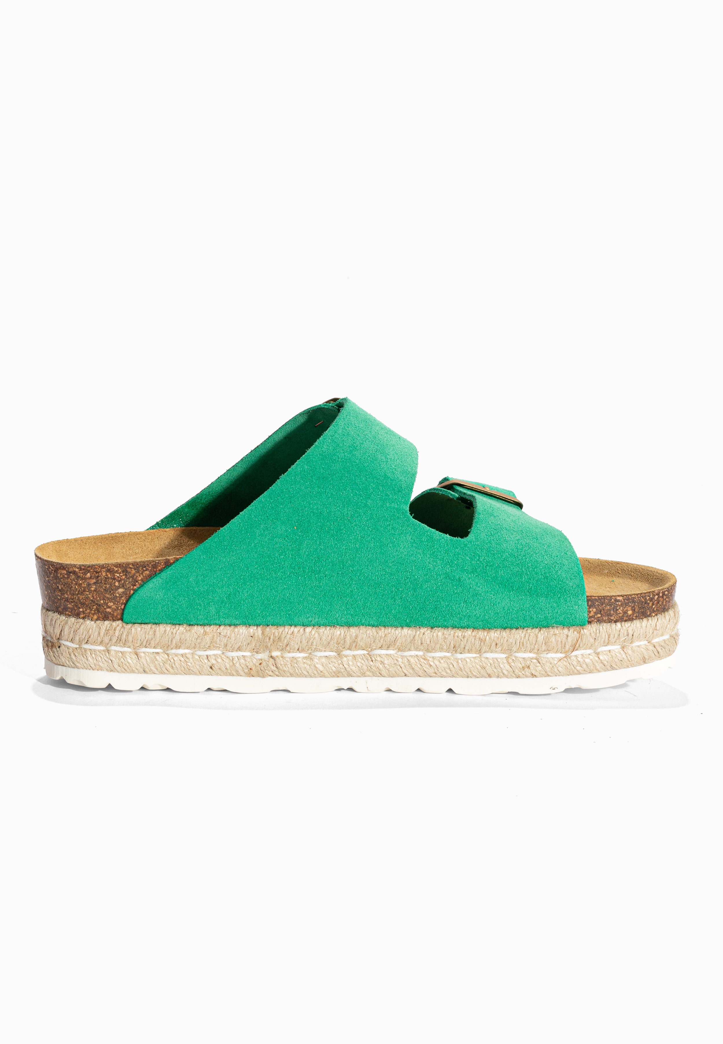 Sandales à Plateforme Alcee Vert en Cuir Suédé Bayton pour Femme
