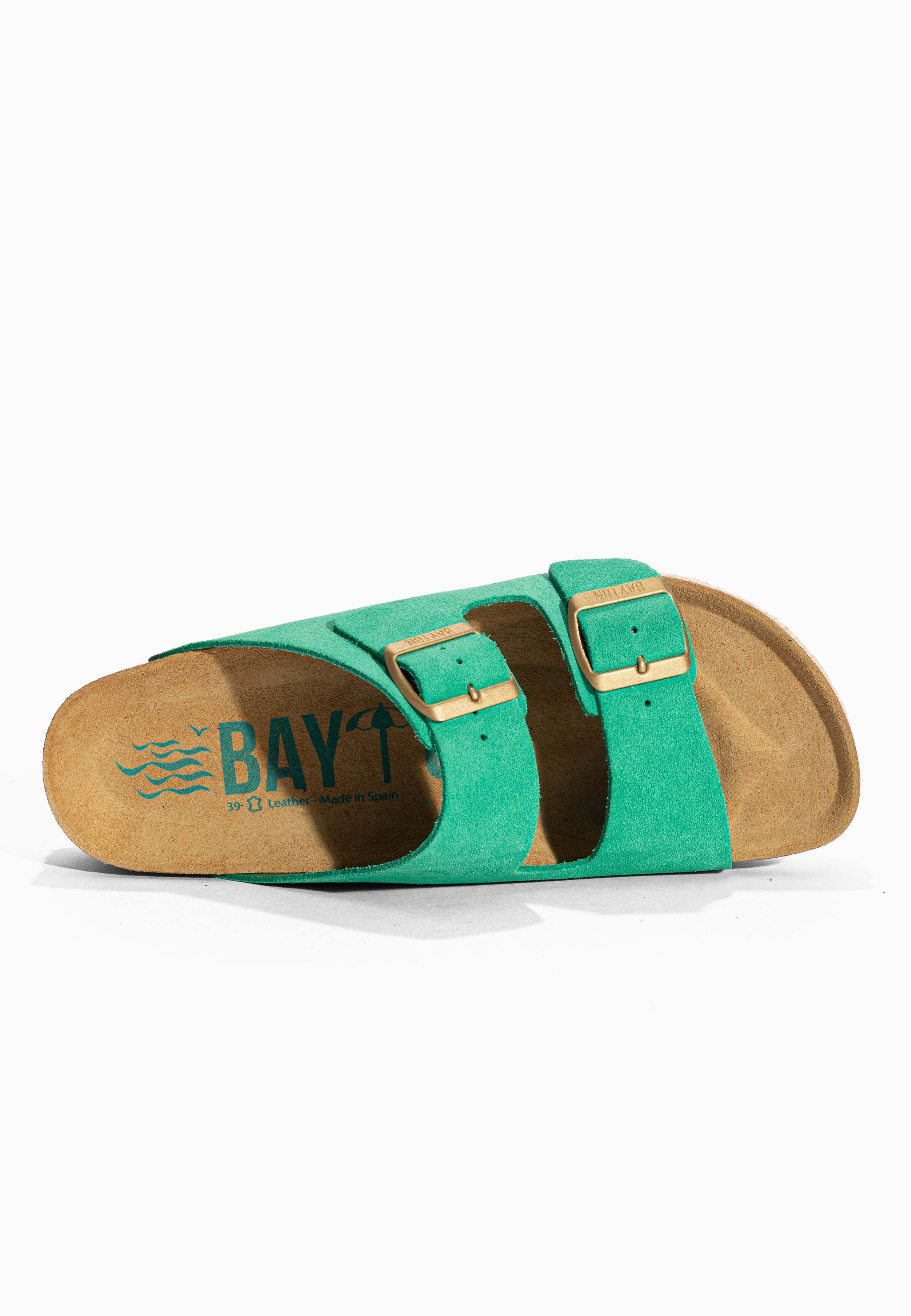 Sandales à Plateforme Alcee Vert en Cuir Suédé Bayton pour Femme