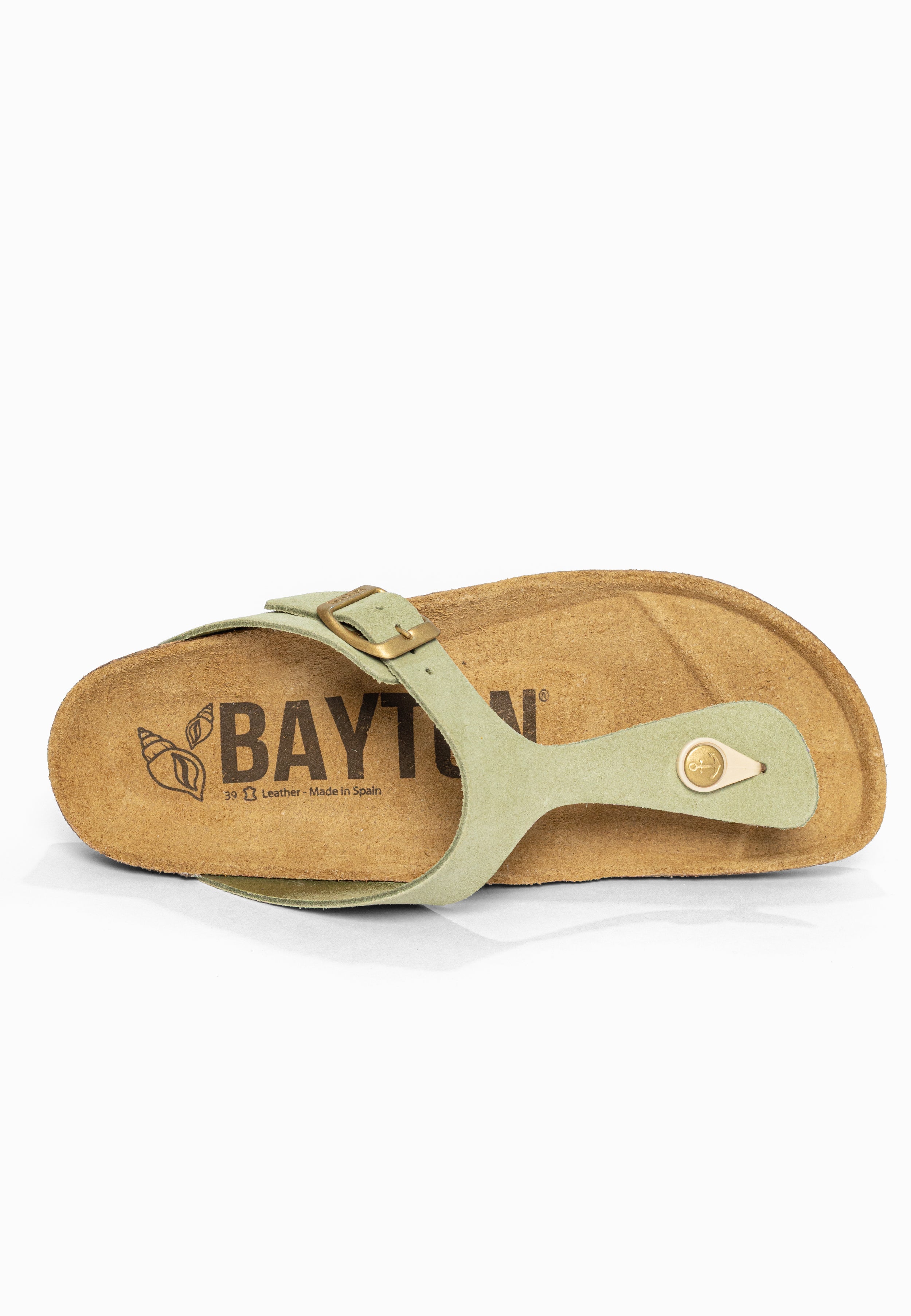 Sandales à Entre-doigts Mercure Vert en Cuir Suédé Bayton pour Femme