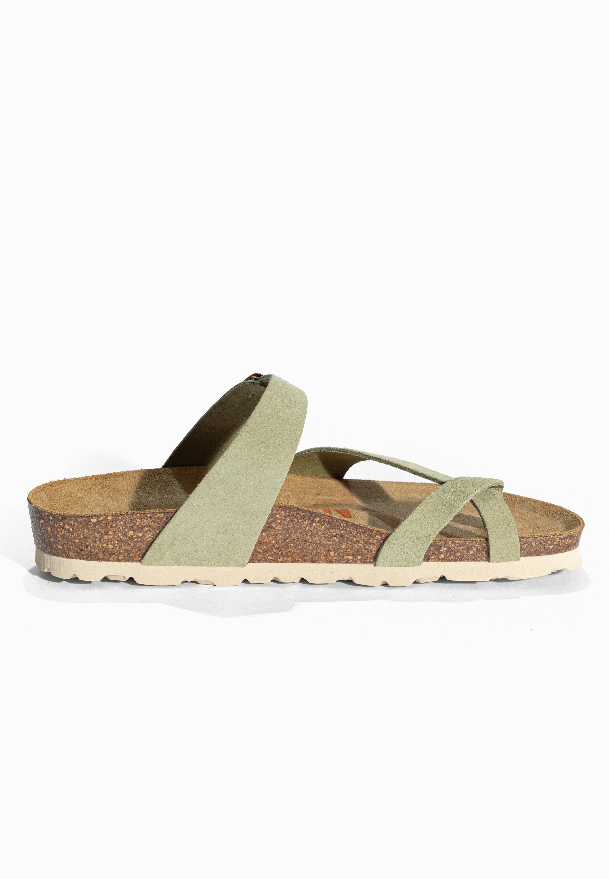 Sandales à Entre-doigts Diane Vert en Cuir Suédé Bayton pour Femme