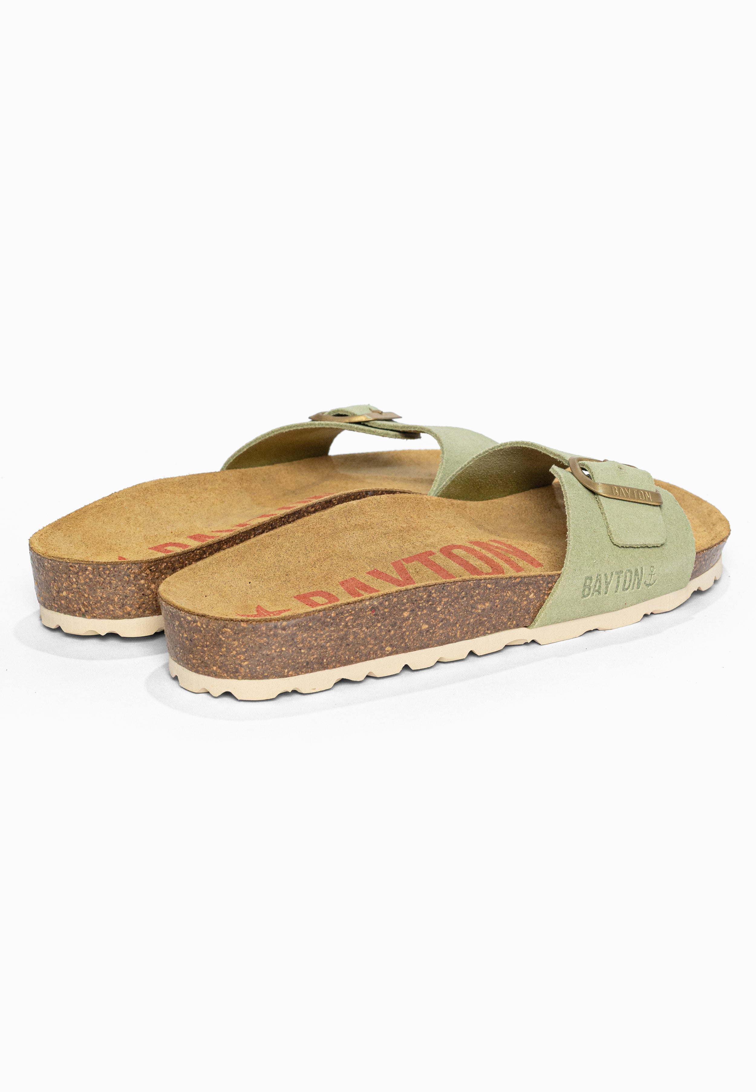 Sandales 1 Bride Zephyr Vert en Cuir Suédé Bayton pour Femme