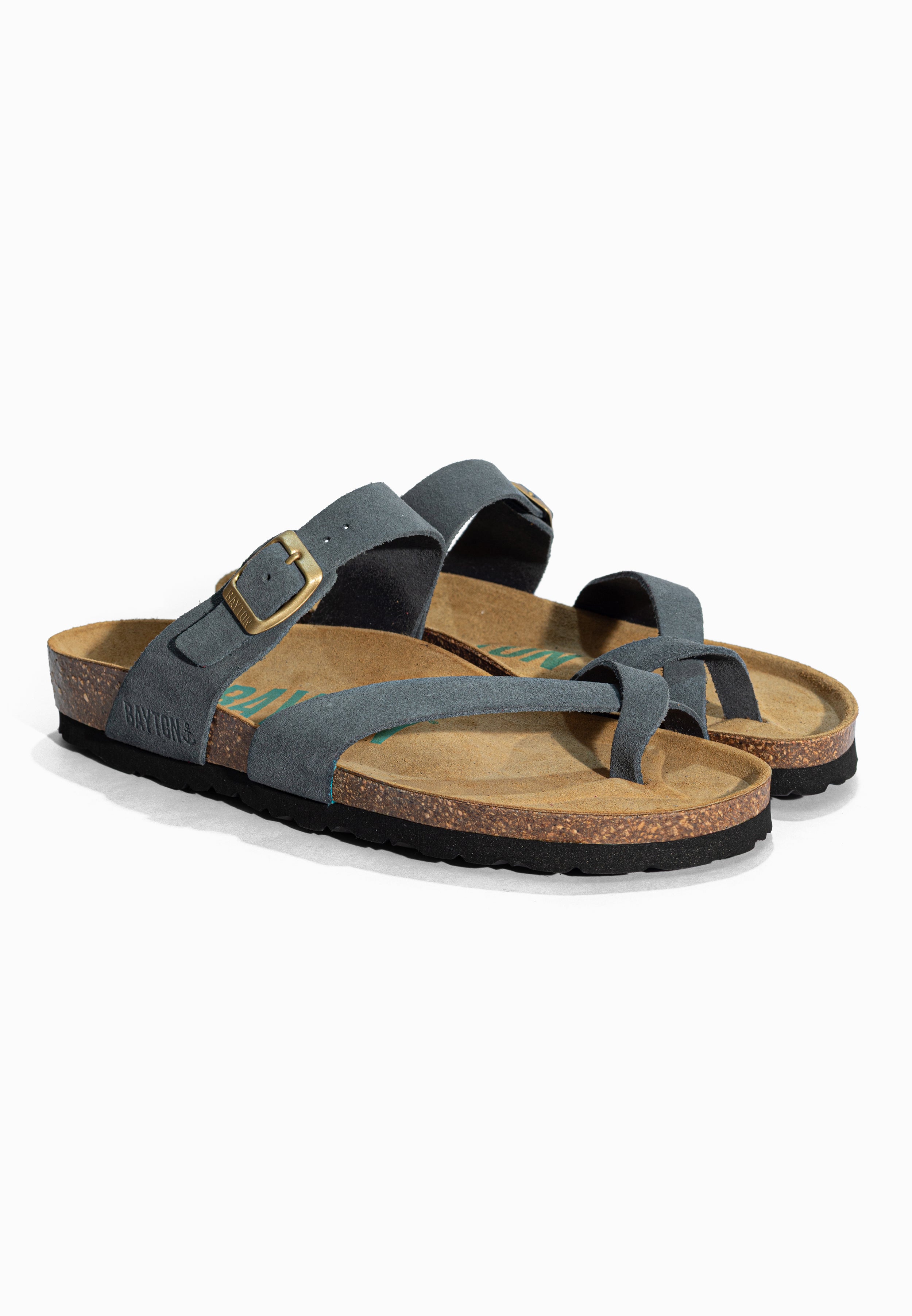 Sandales à Entre-doigts Diane Gris en Cuir Suédé Bayton pour Femme