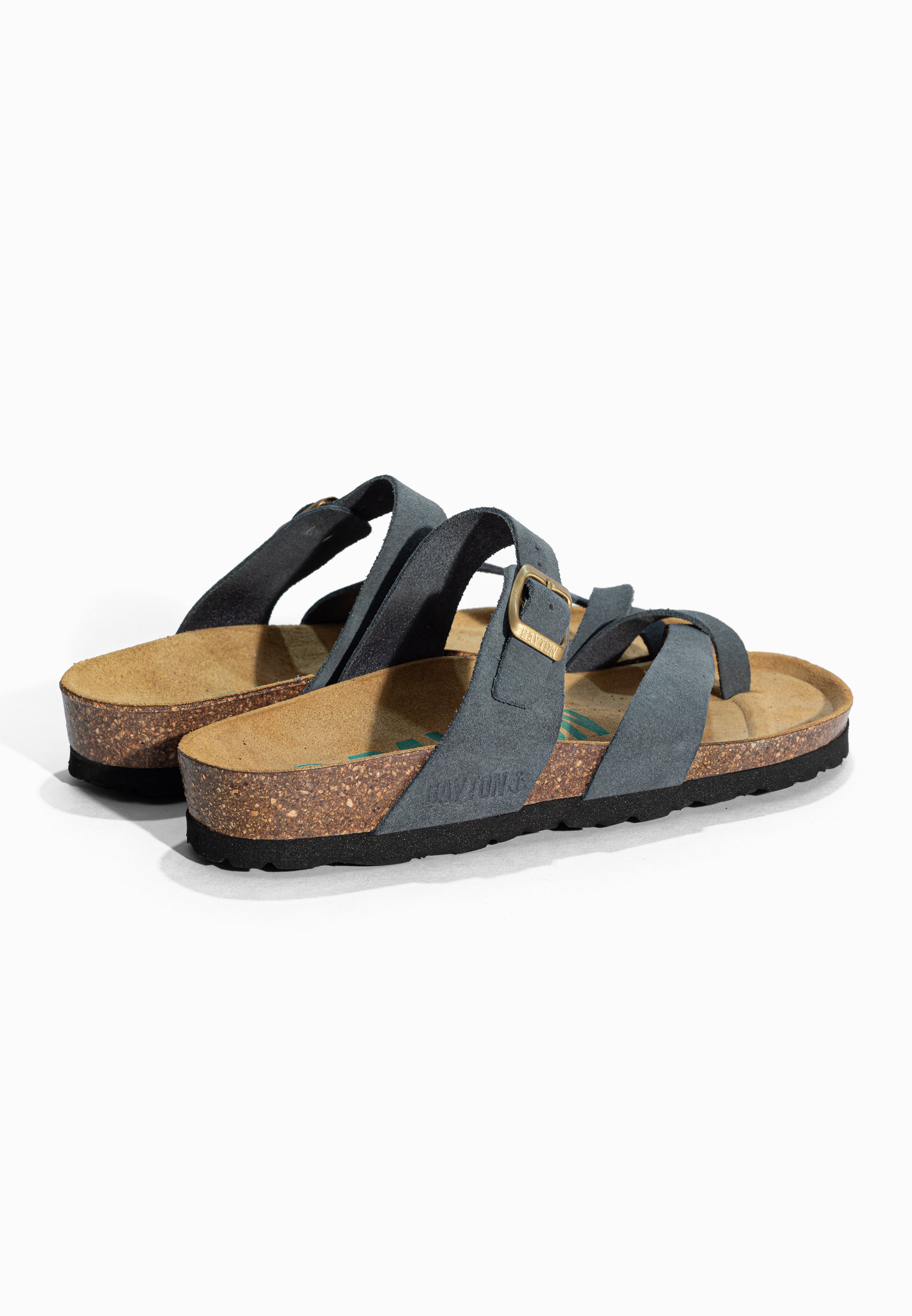 Sandales à Entre-doigts Diane Gris en Cuir Suédé Bayton pour Femme