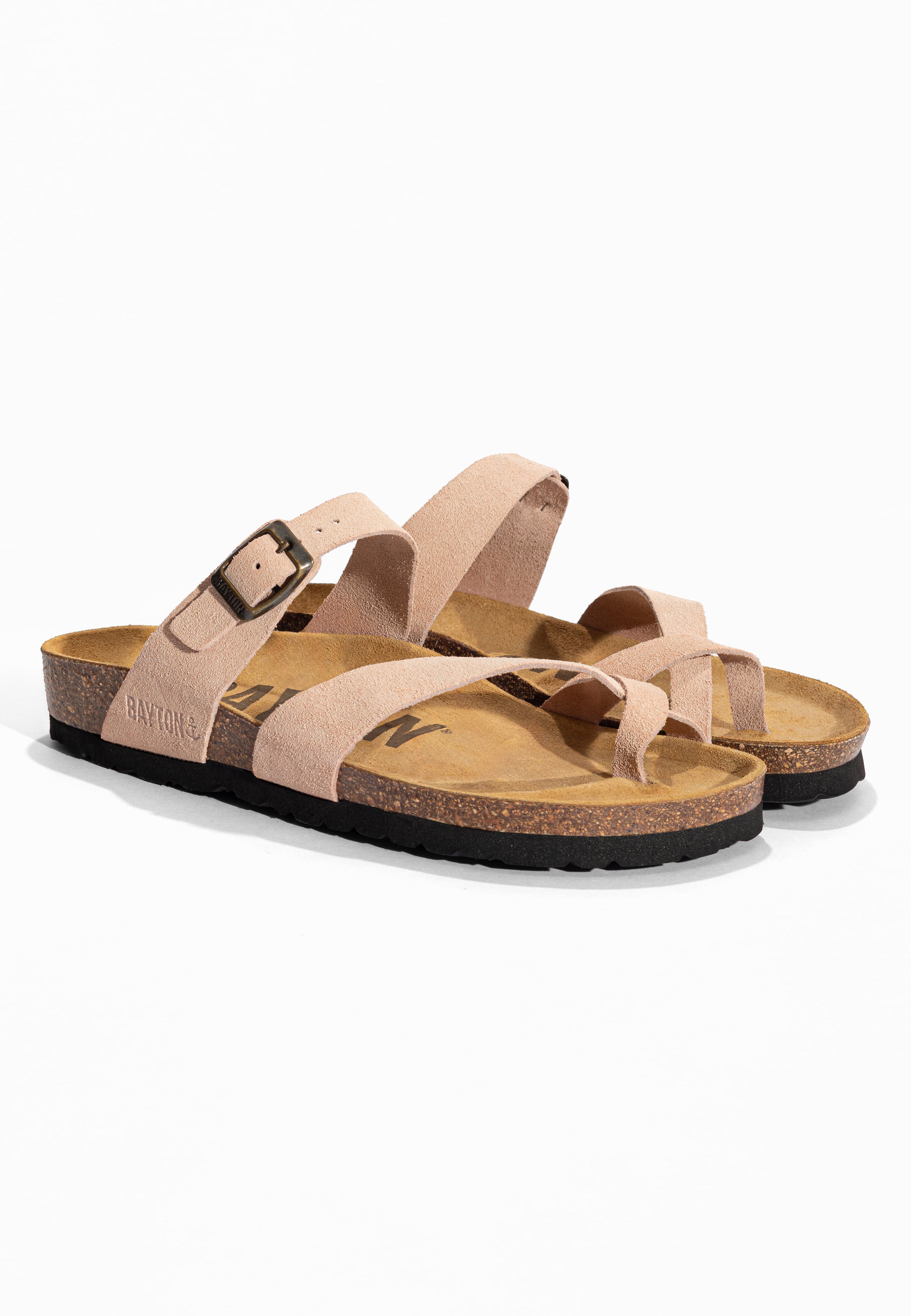 Sandales à Entre-doigts Diane Pêche en Cuir Suédé Bayton pour Femme