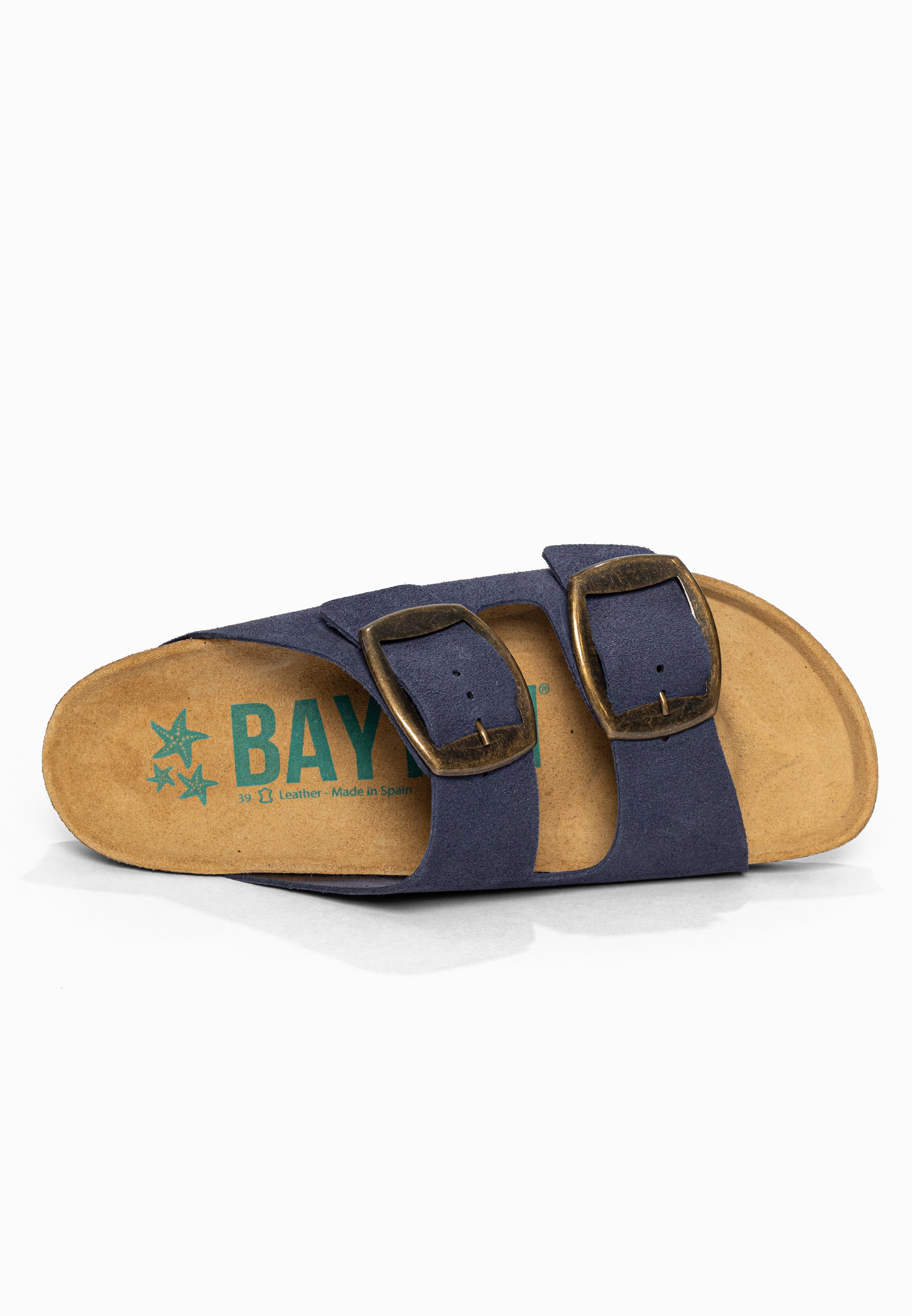 Sandales 2 Brides Alicante Bleu marine en Cuir Suédé Bayton pour Femme