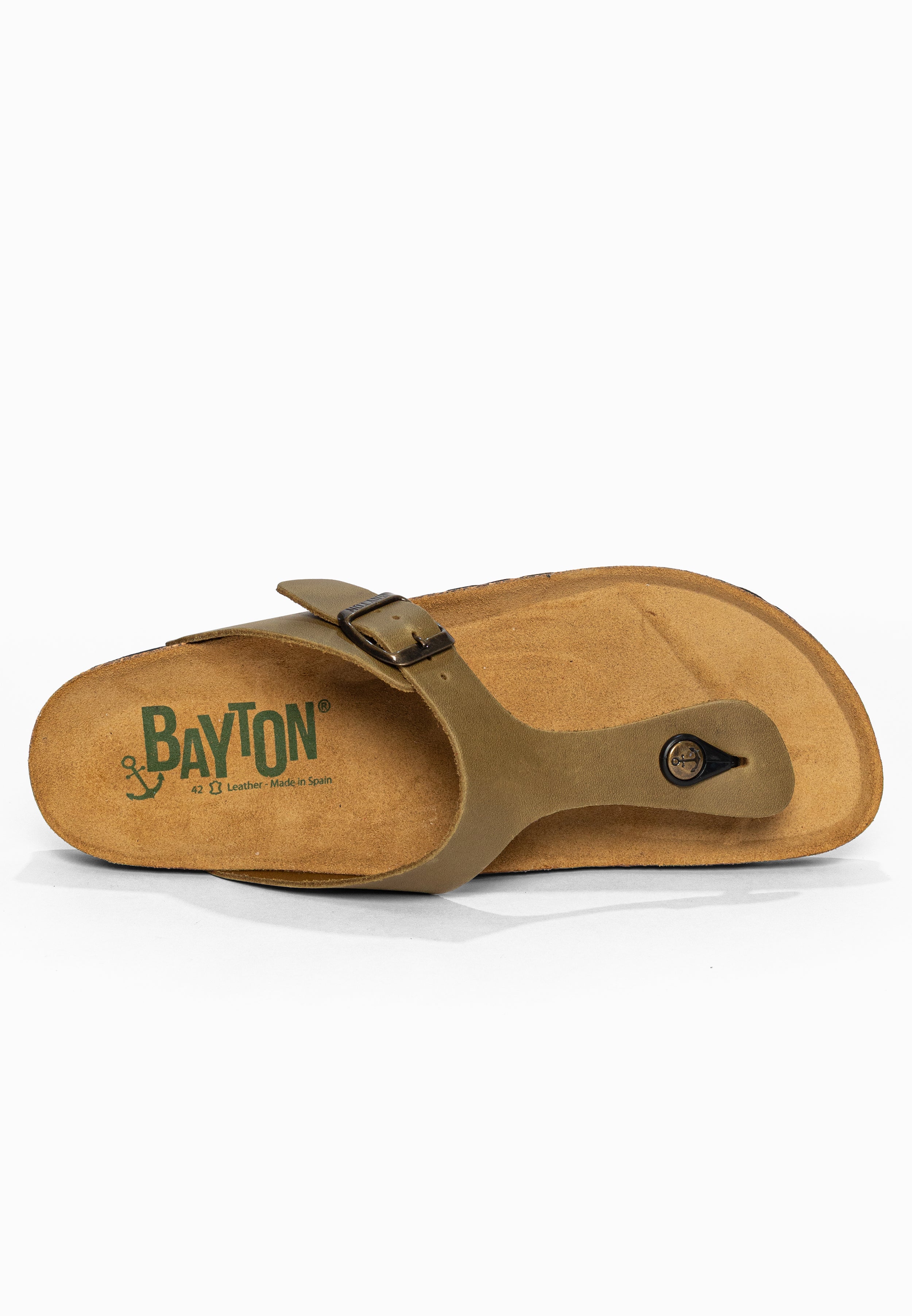 Sandales à Entre-doigts Mercure Kaki en Cuir Bayton pour Homme