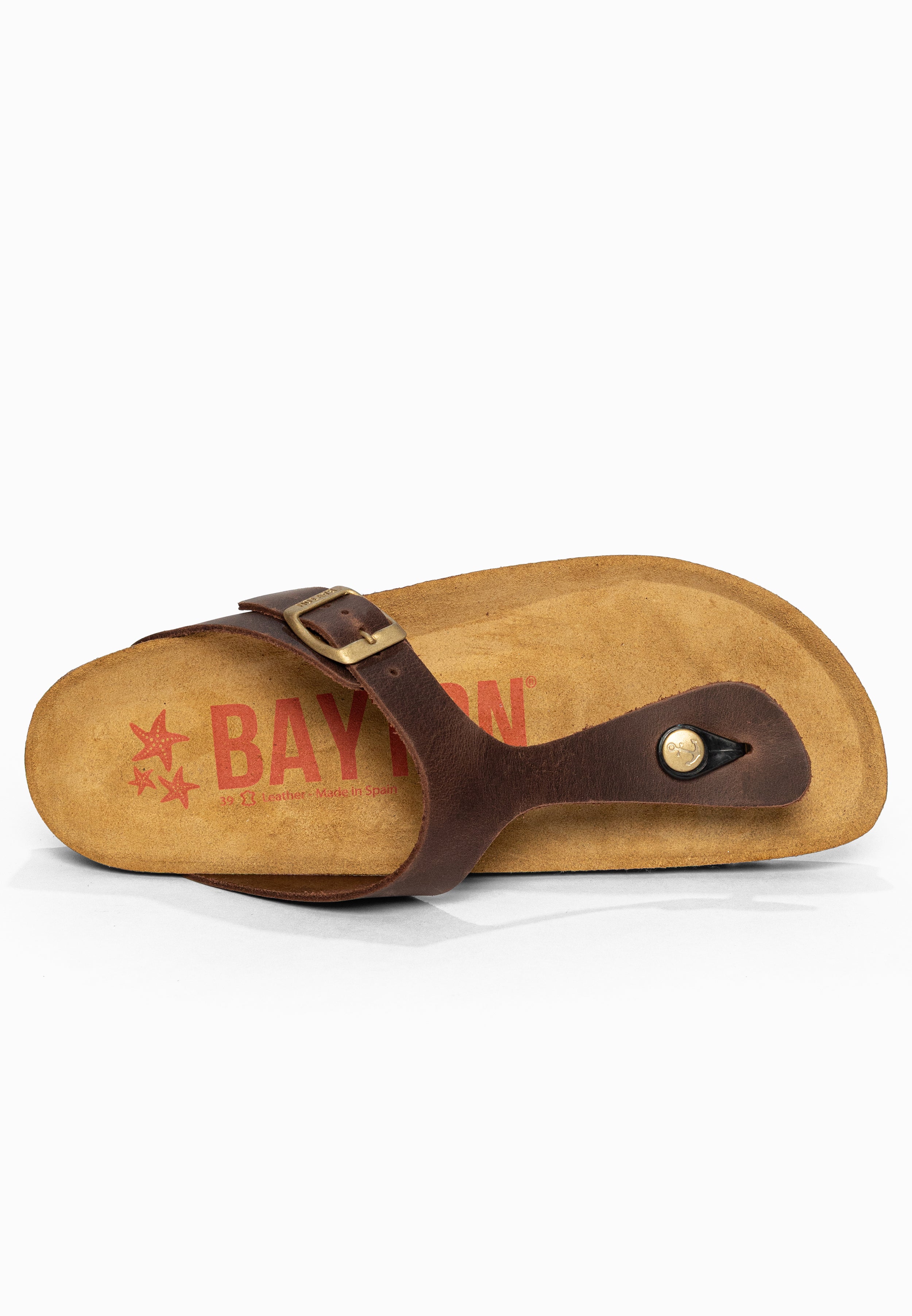 Sandales à Entre-doigts Mercure Marron en Cuir Bayton pour Femme