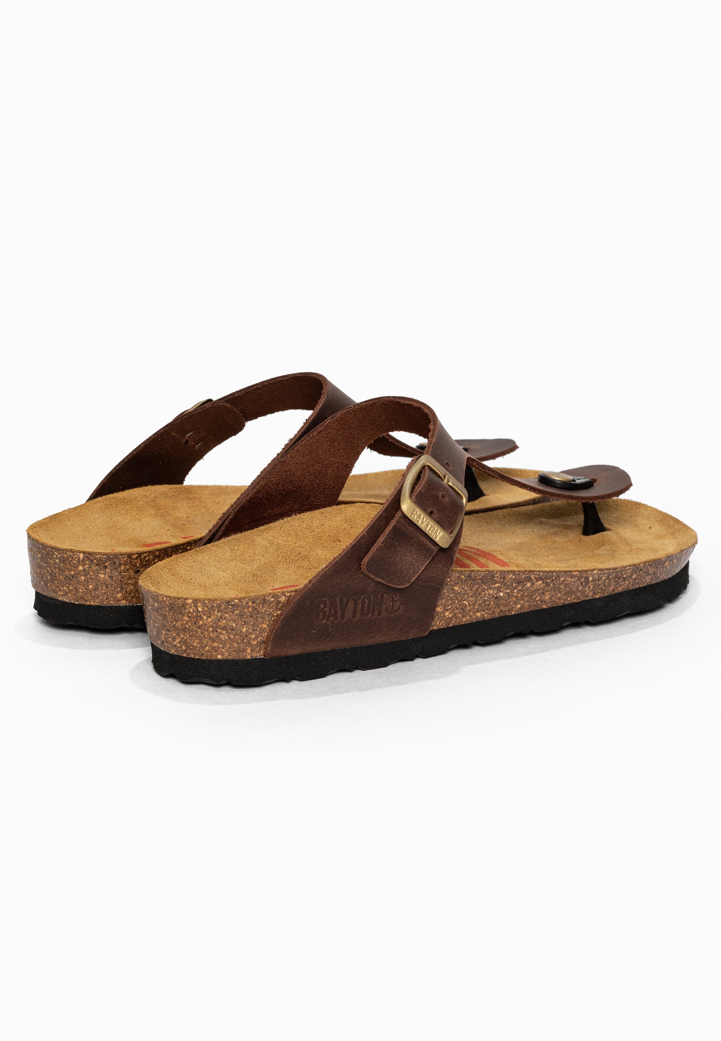 Sandales à Entre-doigts Mercure Marron en Cuir Bayton pour Femme