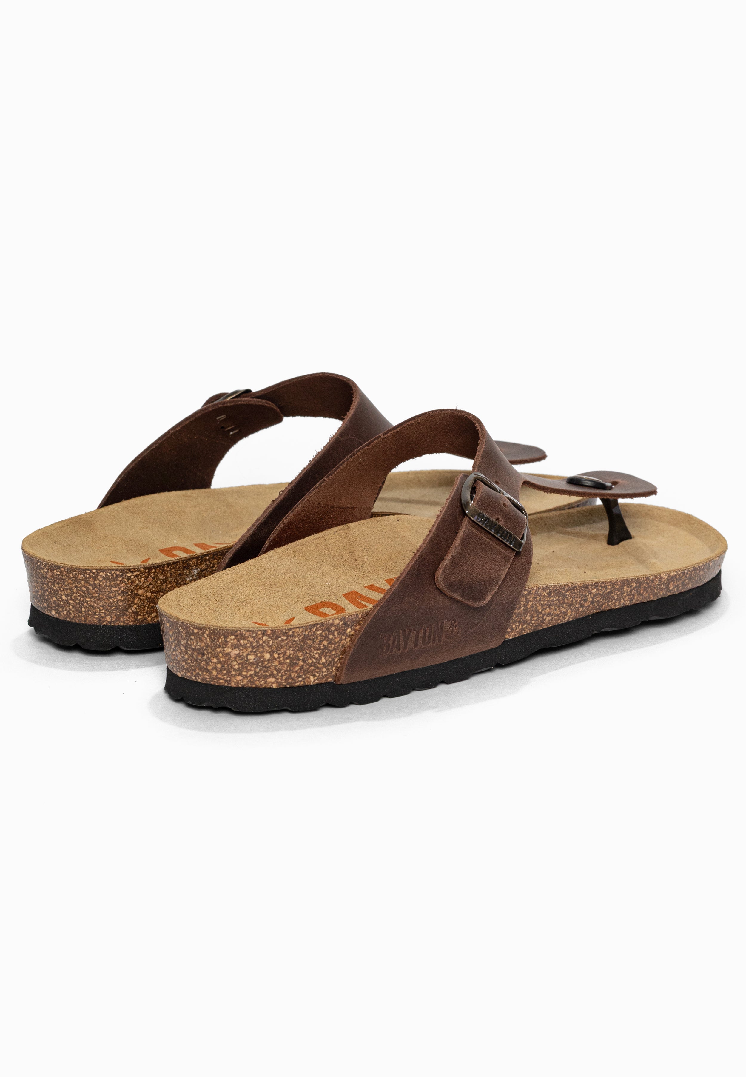 Sandales à Entre-doigts Mercure Marron en Cuir Bayton pour Homme