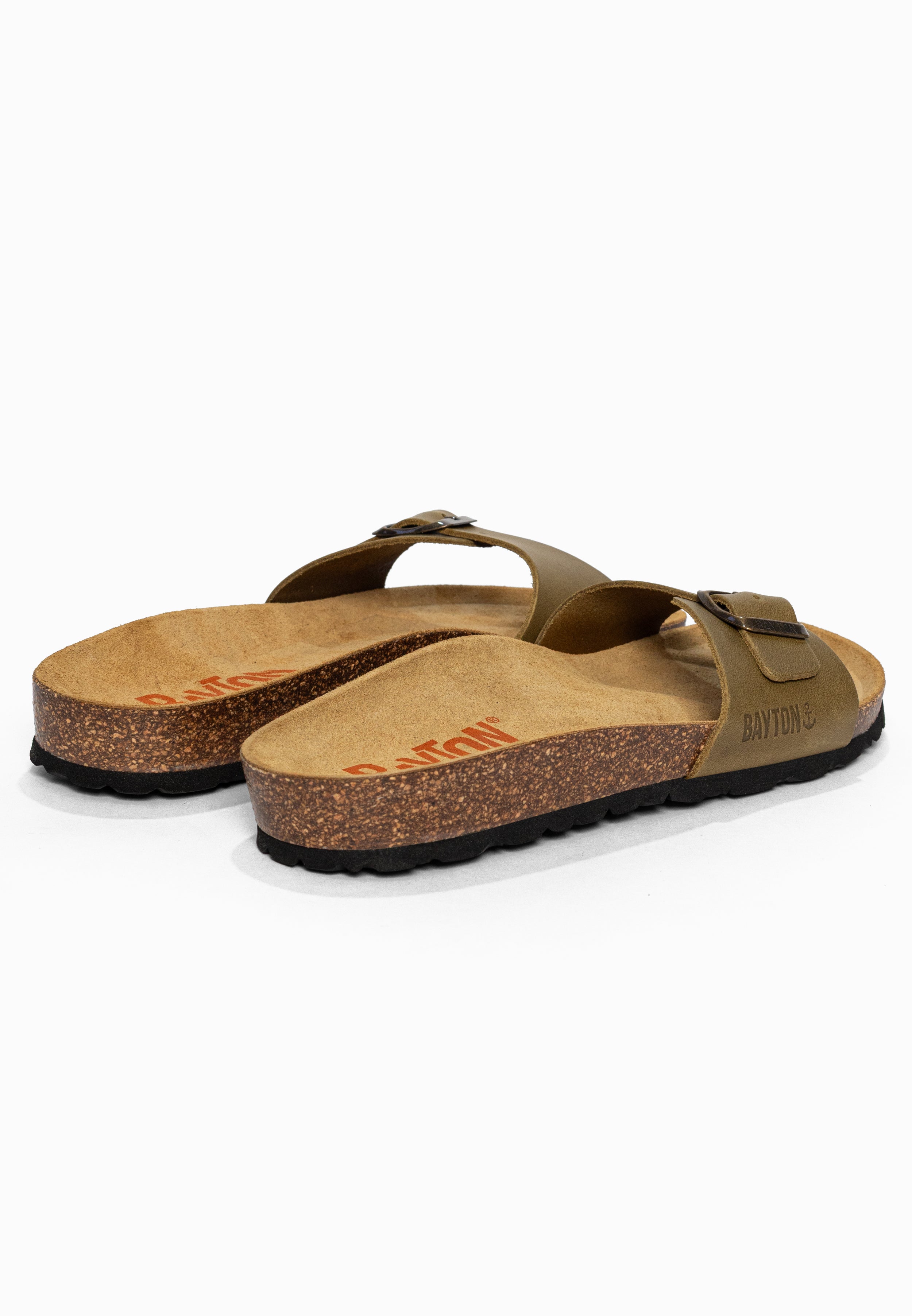 Sandales 1 Bride Zephyr Kaki en Cuir Bayton pour Homme