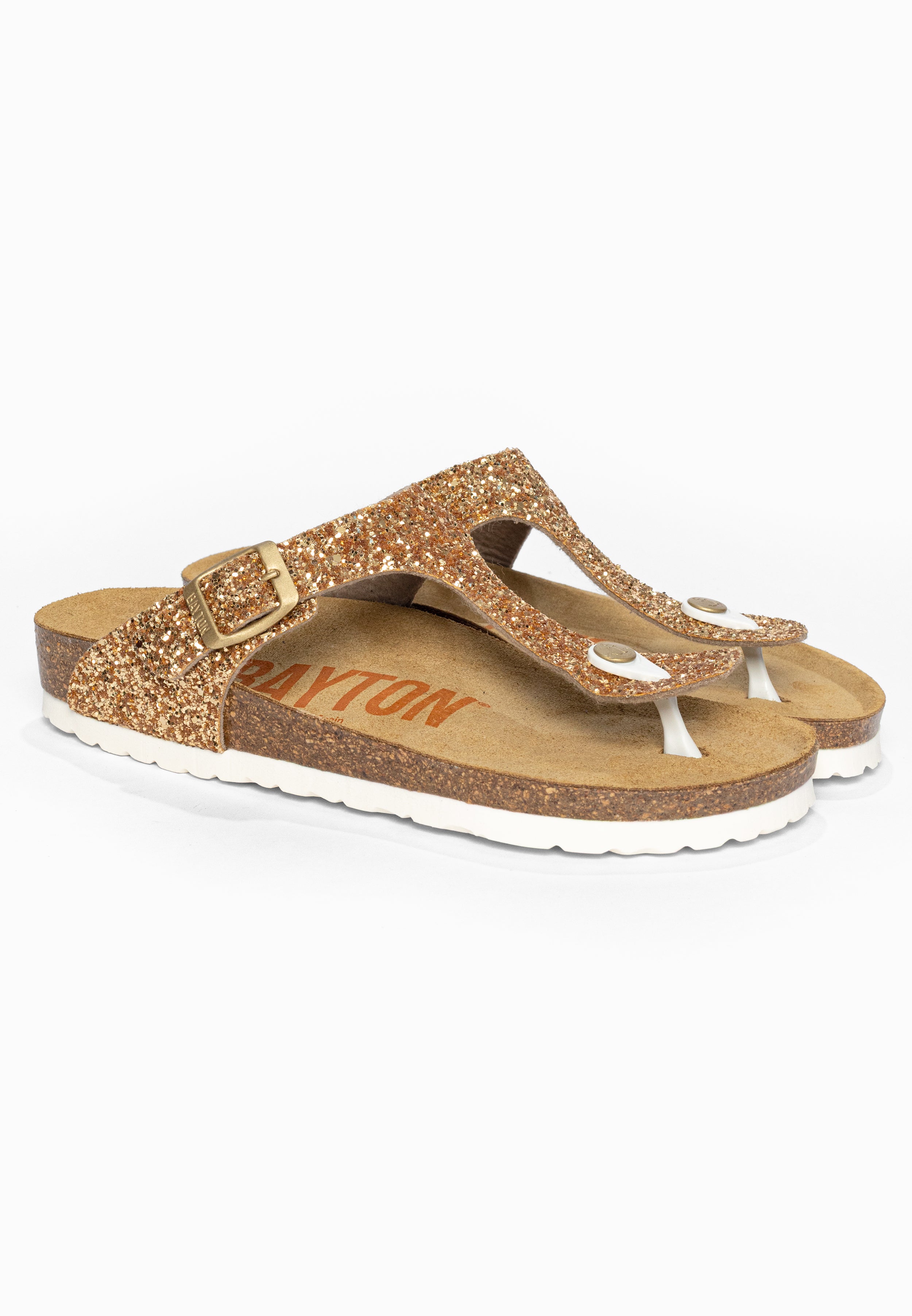 Sandales à Entre-doigts Mercure Or pailleté Bayton pour Femme