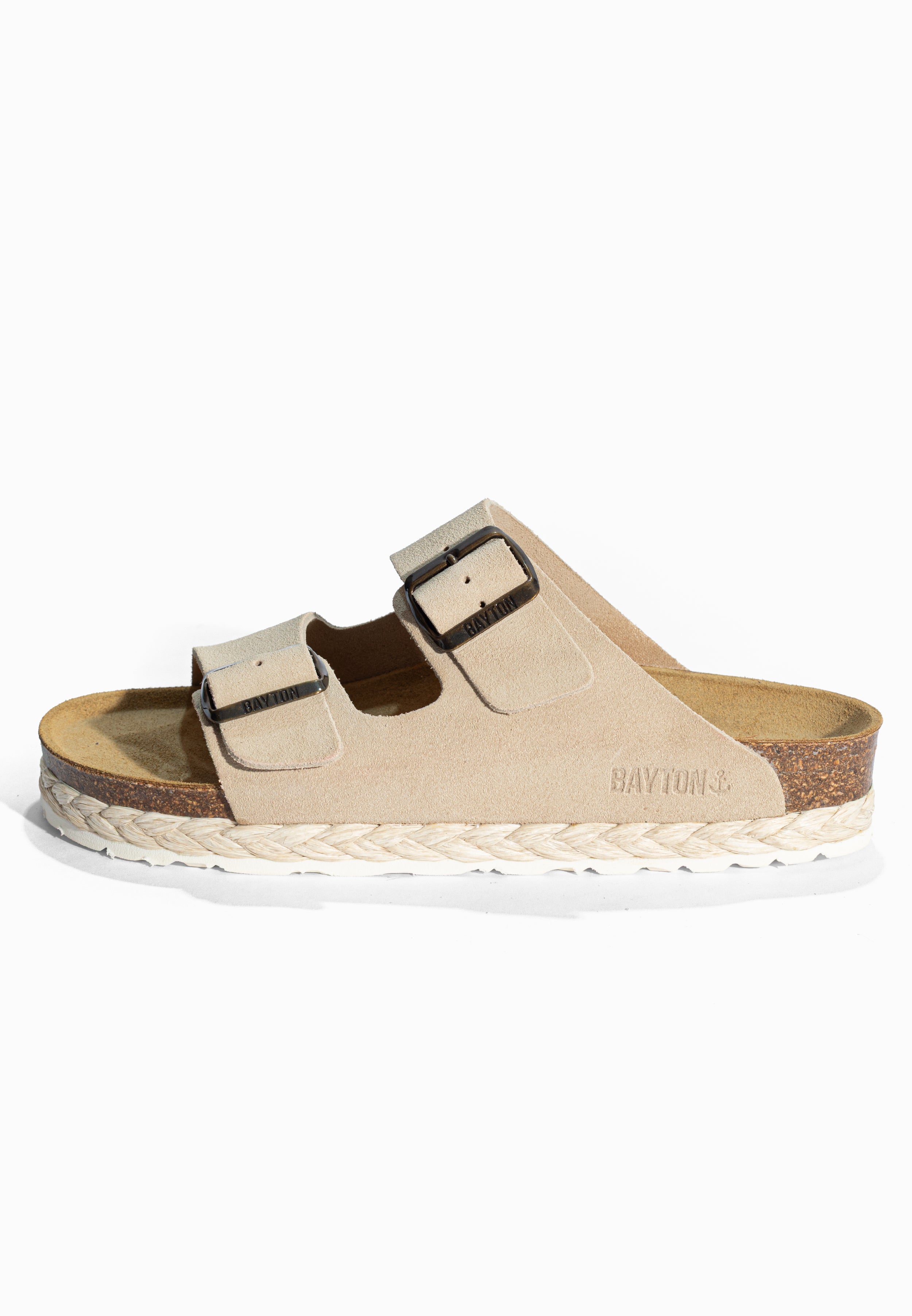 Sandales 2 Brides Benalla Beige en Cuir Suédé Bayton pour Femme