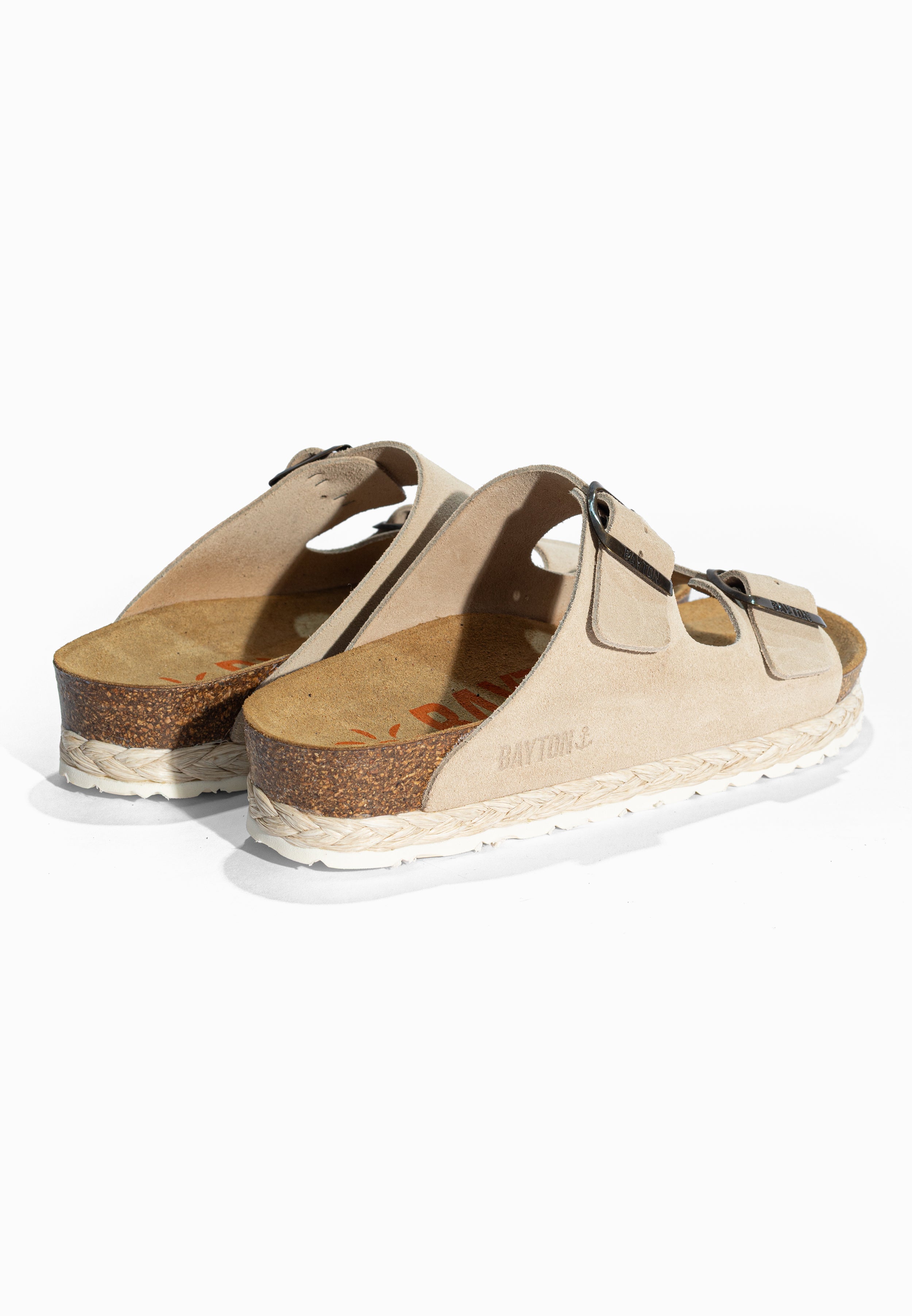 Sandales 2 Brides Benalla Beige en Cuir Suédé Bayton pour Femme