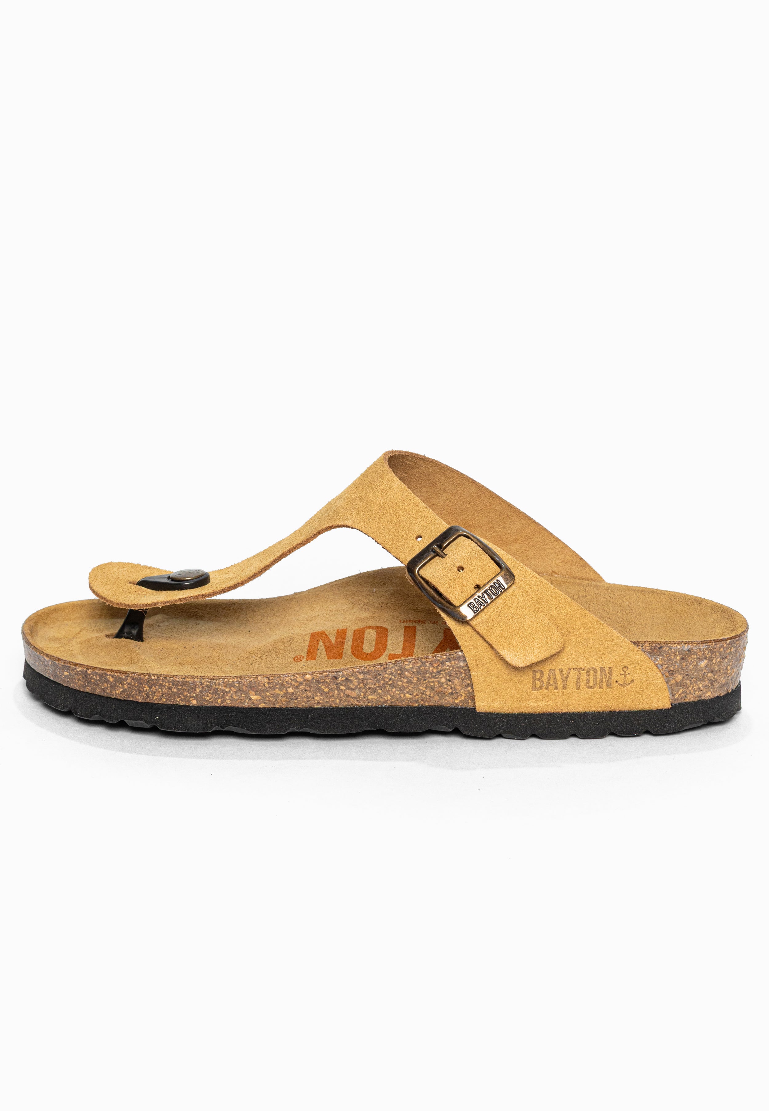 Sandales à Entre-doigts Mercure Camel en Cuir Suédé Bayton pour Femme