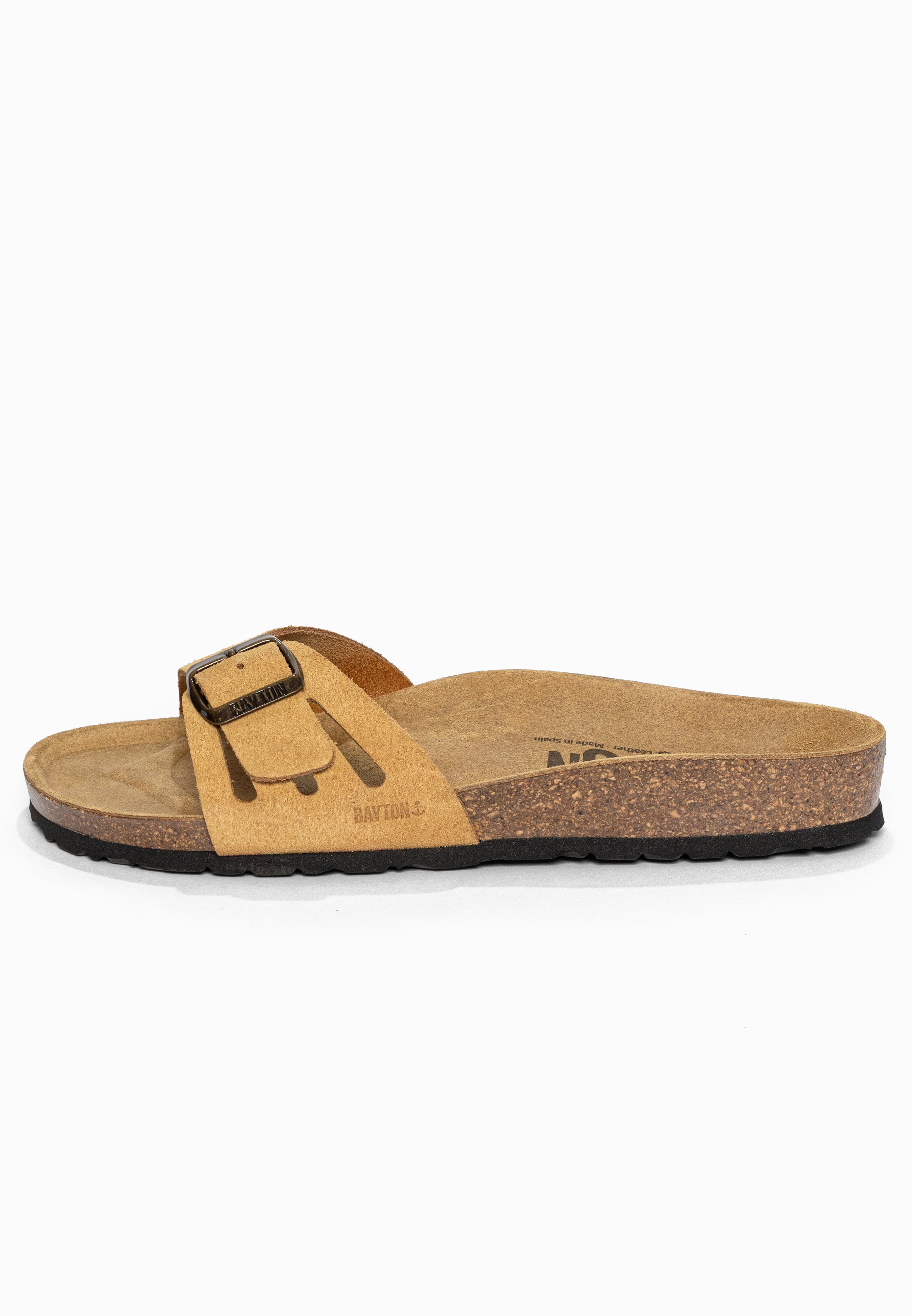 Sandales 1 Bride Athena Camel en Cuir Suédé Bayton pour Femme