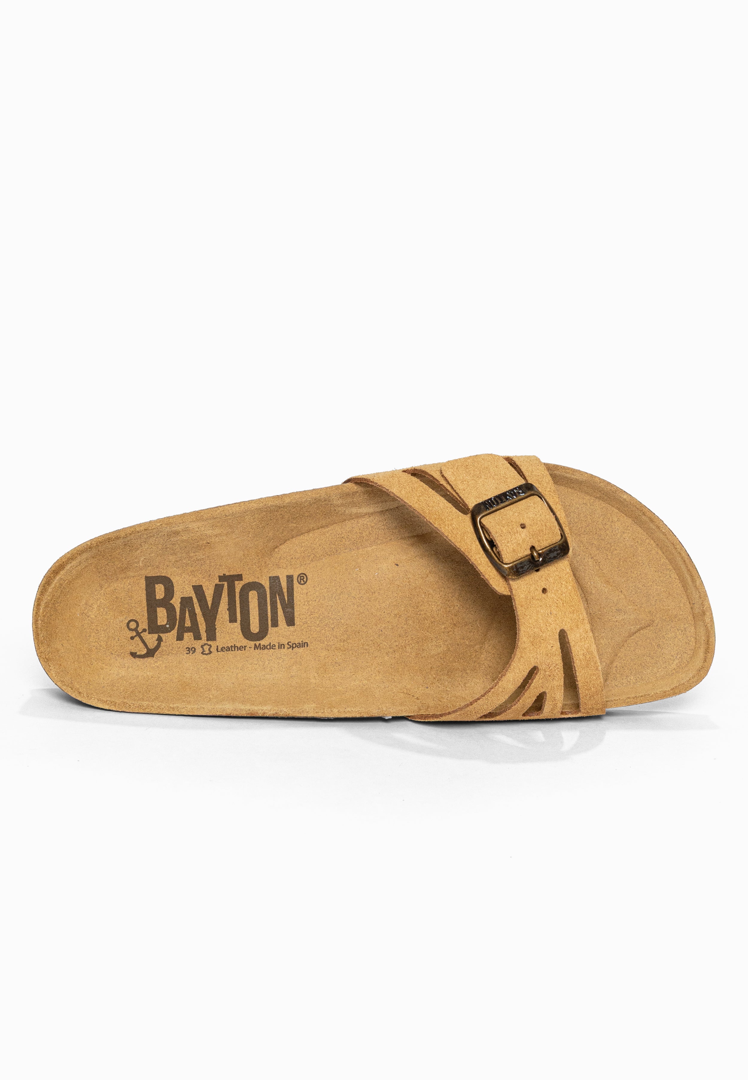 Sandales 1 Bride Athena Camel en Cuir Suédé Bayton pour Femme