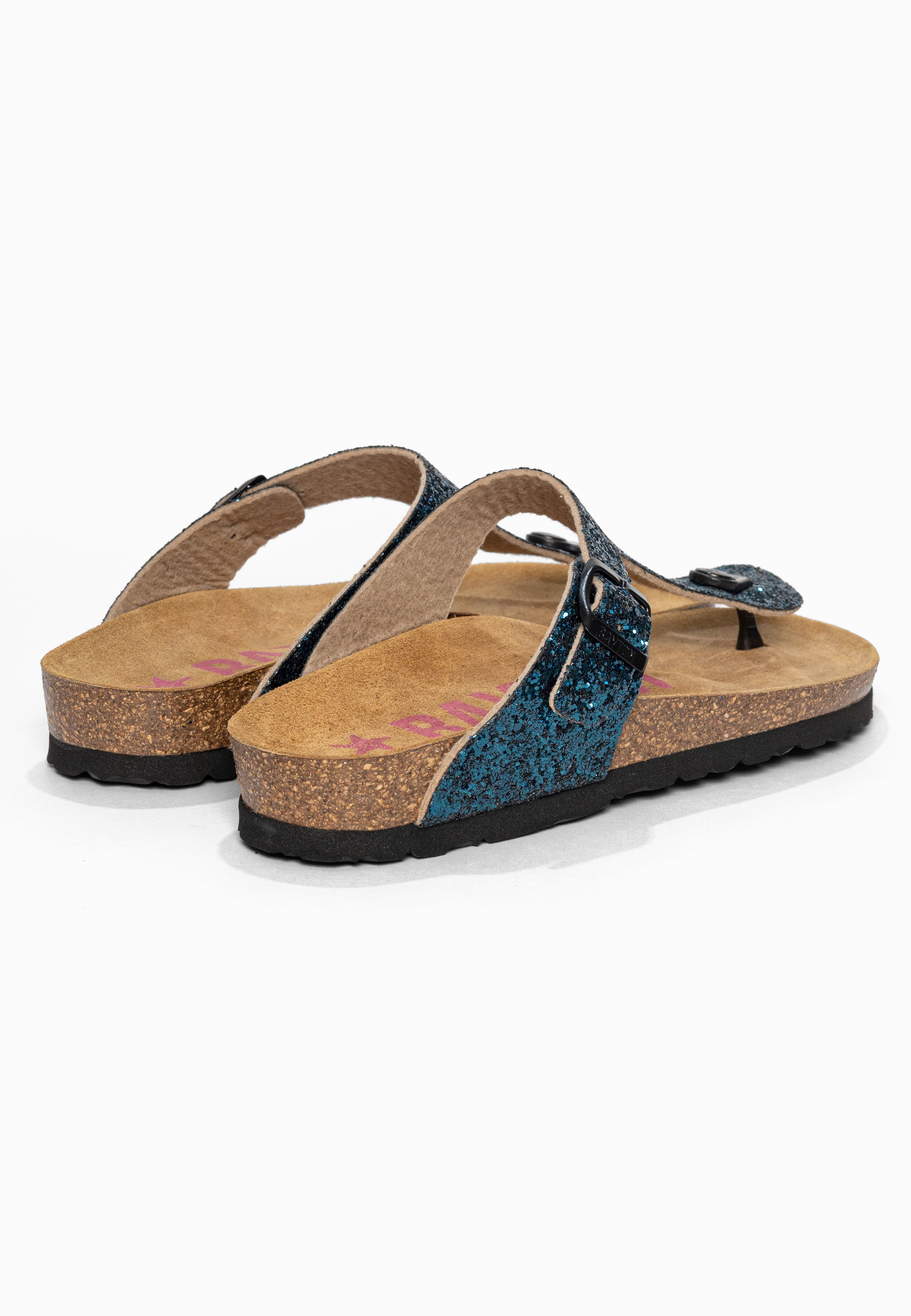 Sandales à Entre-doigts Mercure Bleu pailleté Bayton pour Femme