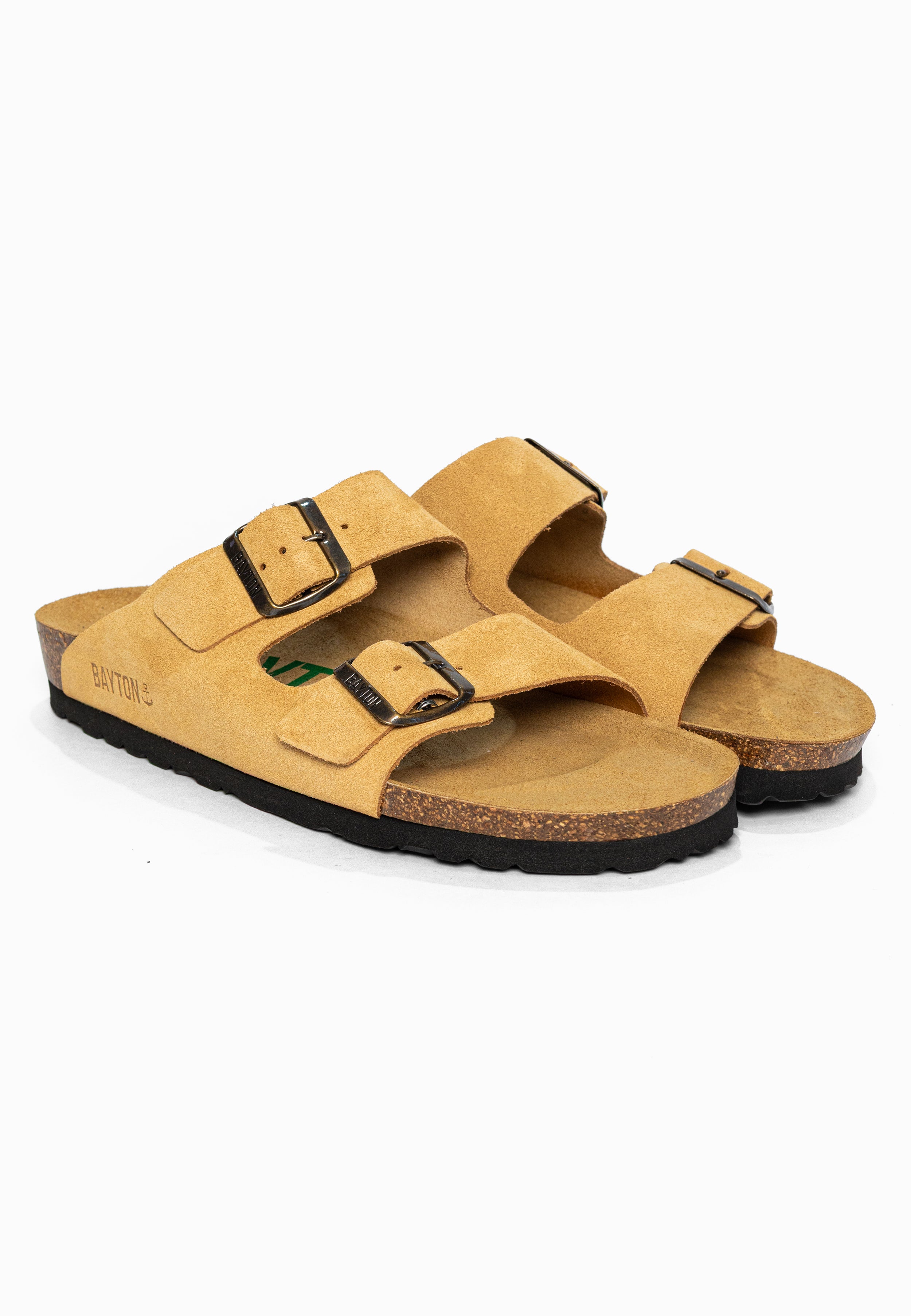 Sandales 2 Brides Atlas Camel en Cuir Suédé Bayton pour Femme