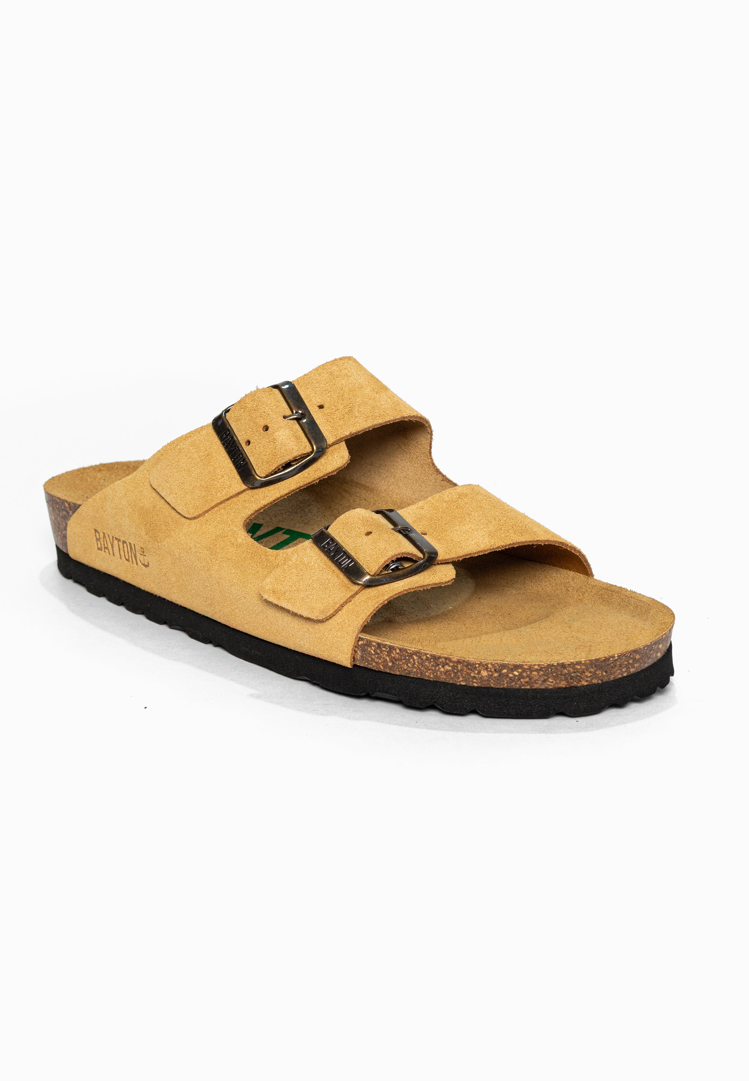 Sandales 2 Brides Atlas Camel en Cuir Suédé Bayton pour Femme