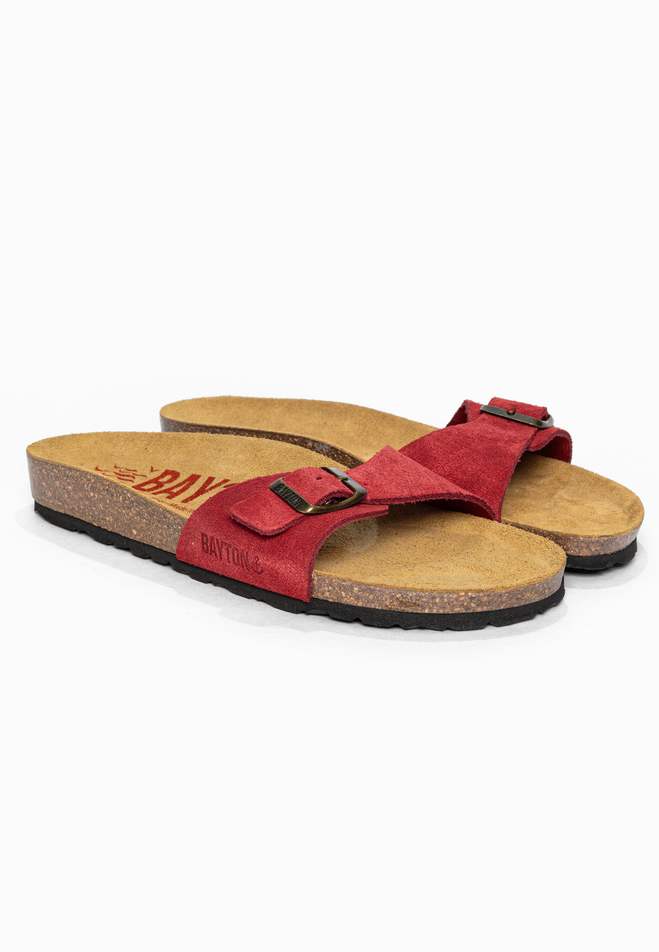 Sandales 1 Bride Zephyr Rouge en Cuir Suédé Bayton pour Femme