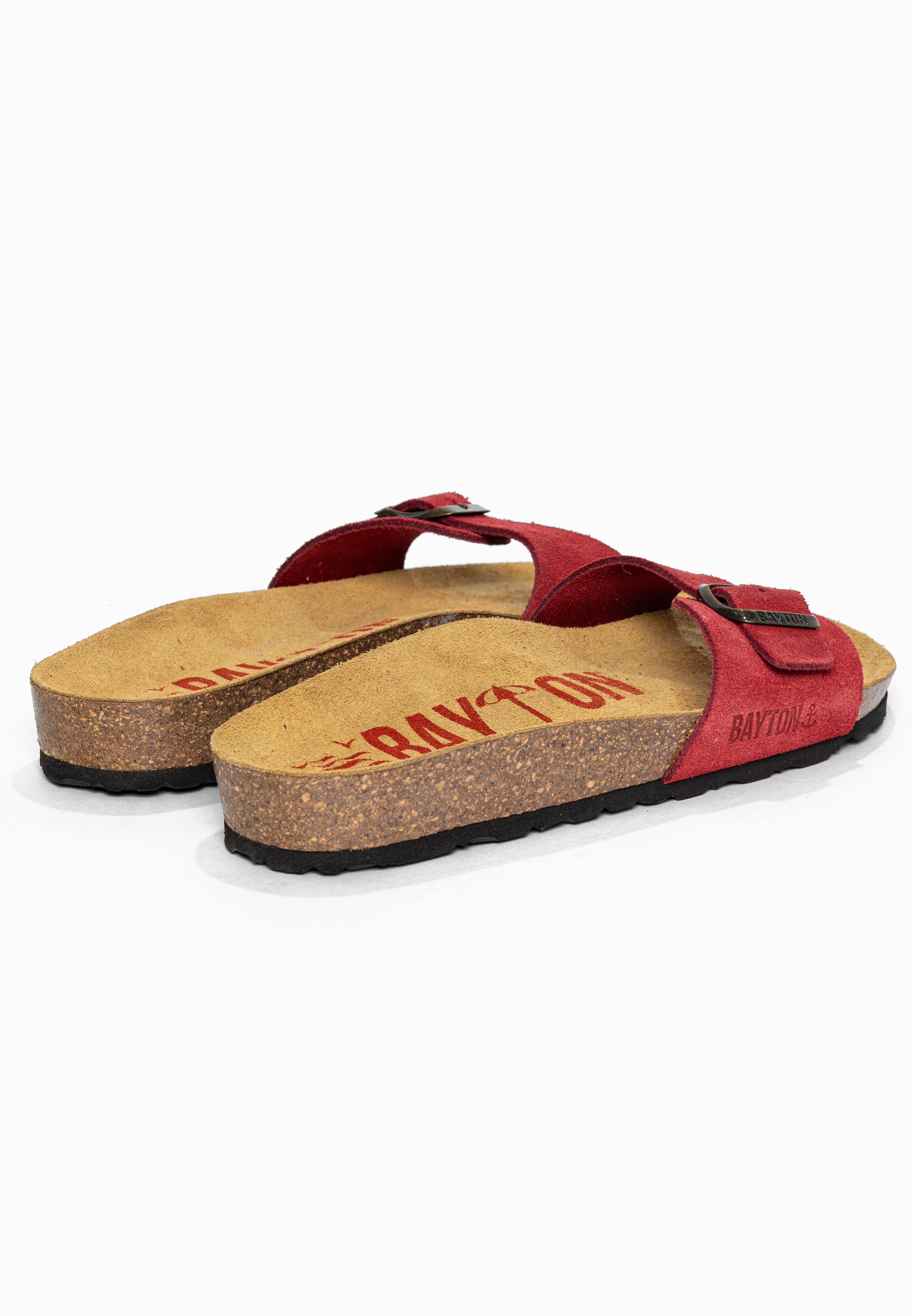 Sandales 1 Bride Zephyr Rouge en Cuir Suédé Bayton pour Femme