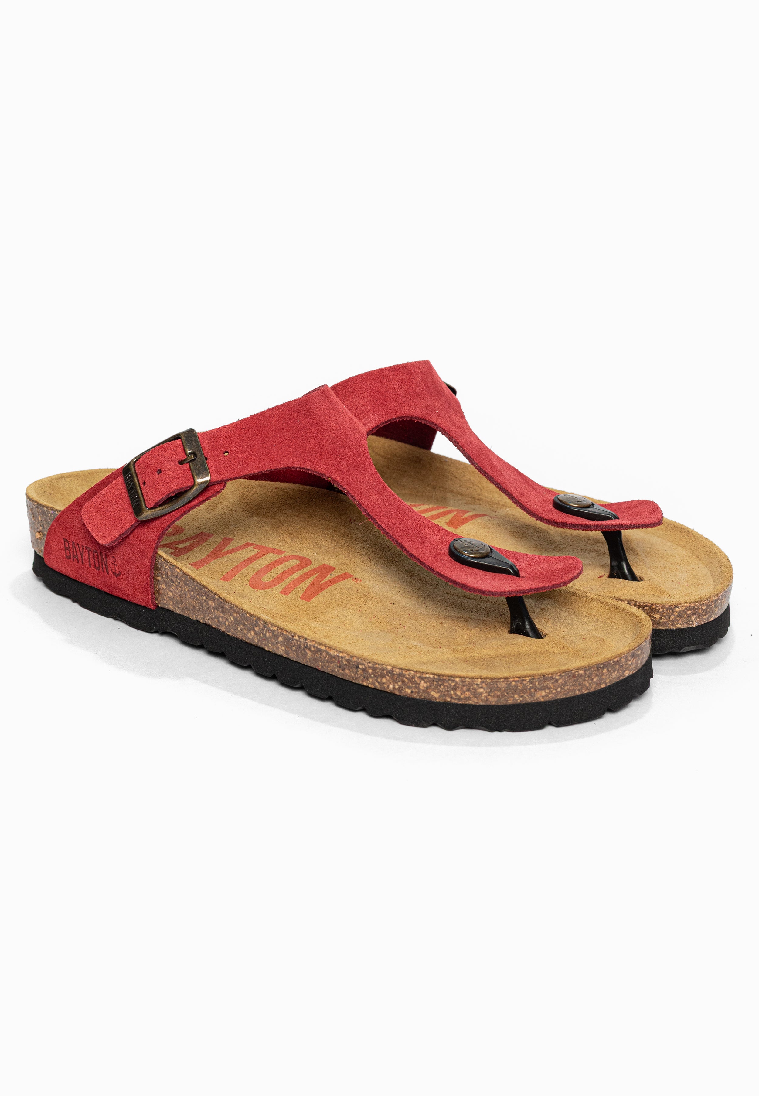 Sandales à Entre-doigts Mercure Rouge en Cuir Suédé Bayton pour Femme