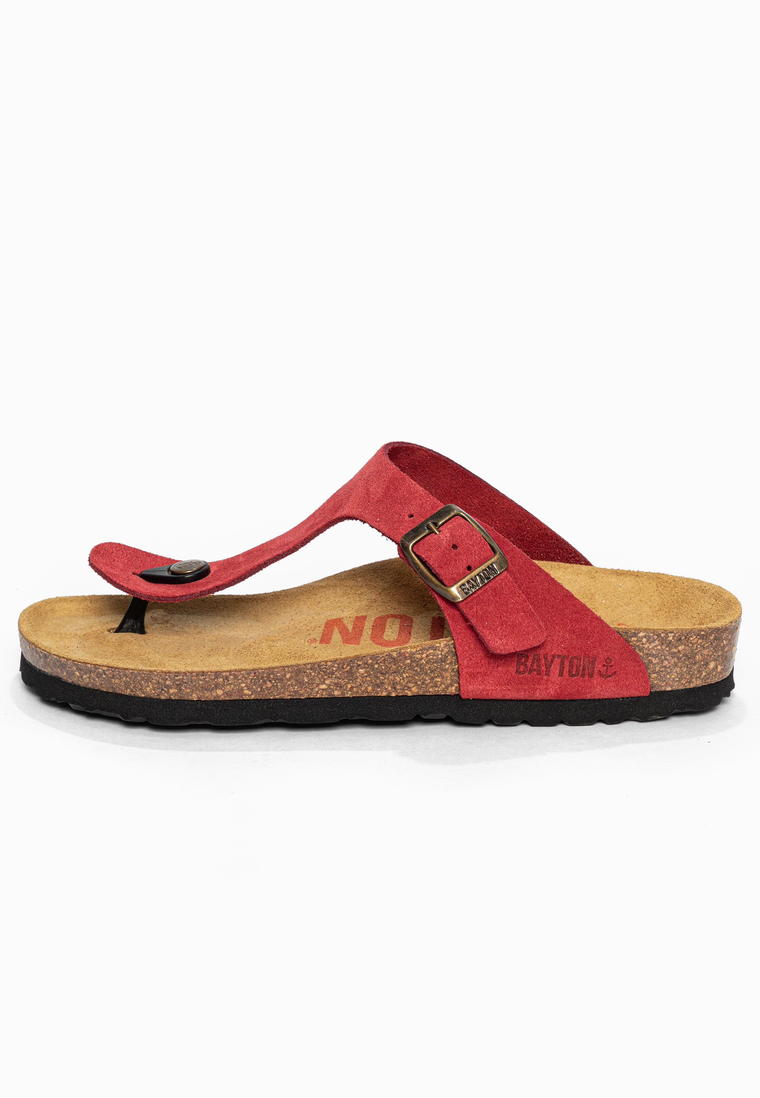 Sandales à Entre-doigts Mercure Rouge en Cuir Suédé Bayton pour Femme