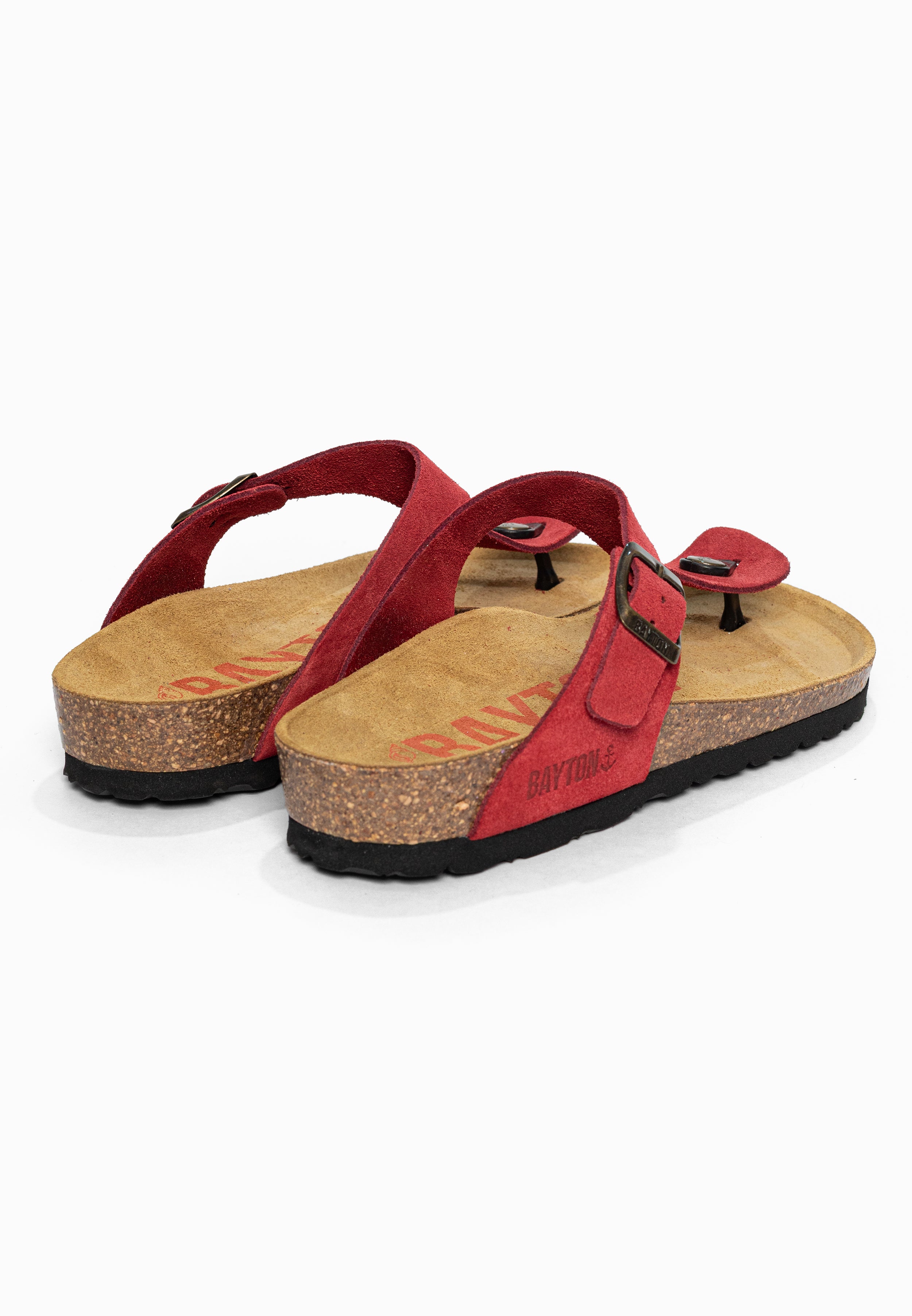 Sandales à Entre-doigts Mercure Rouge en Cuir Suédé Bayton pour Femme