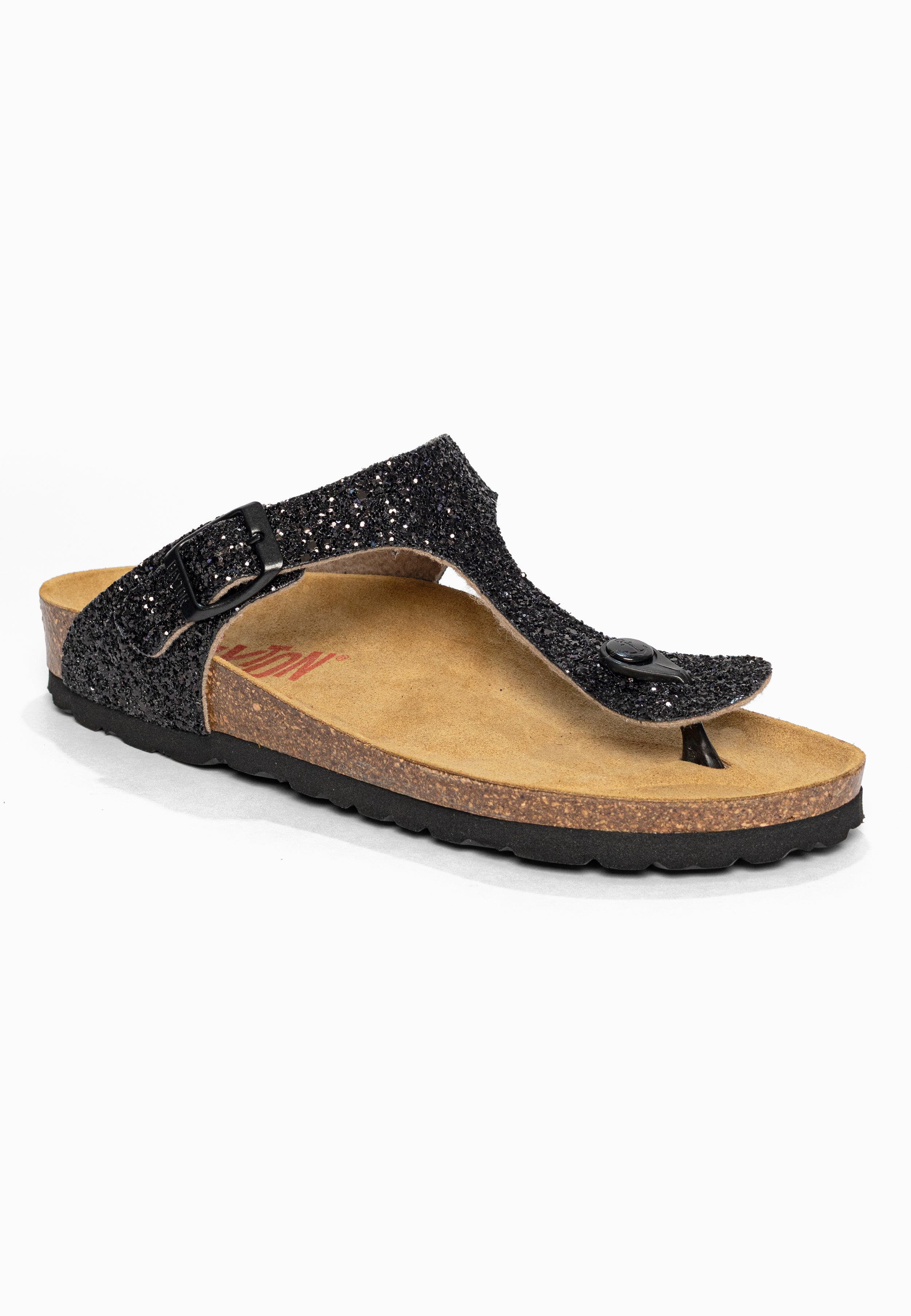 Sandales à Entre-doigts Mercure Noir pailleté Bayton pour Femme