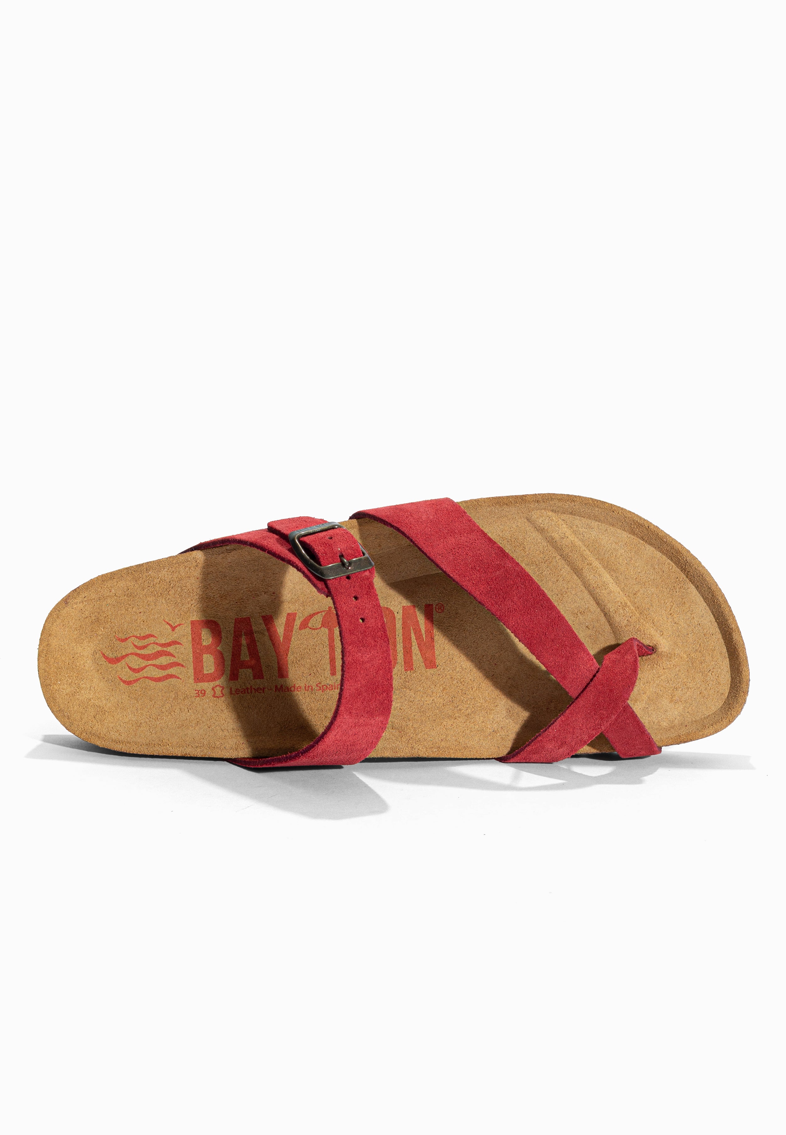 Sandales à Entre-doigts Diane Rouge en Cuir Suédé Bayton pour Femme