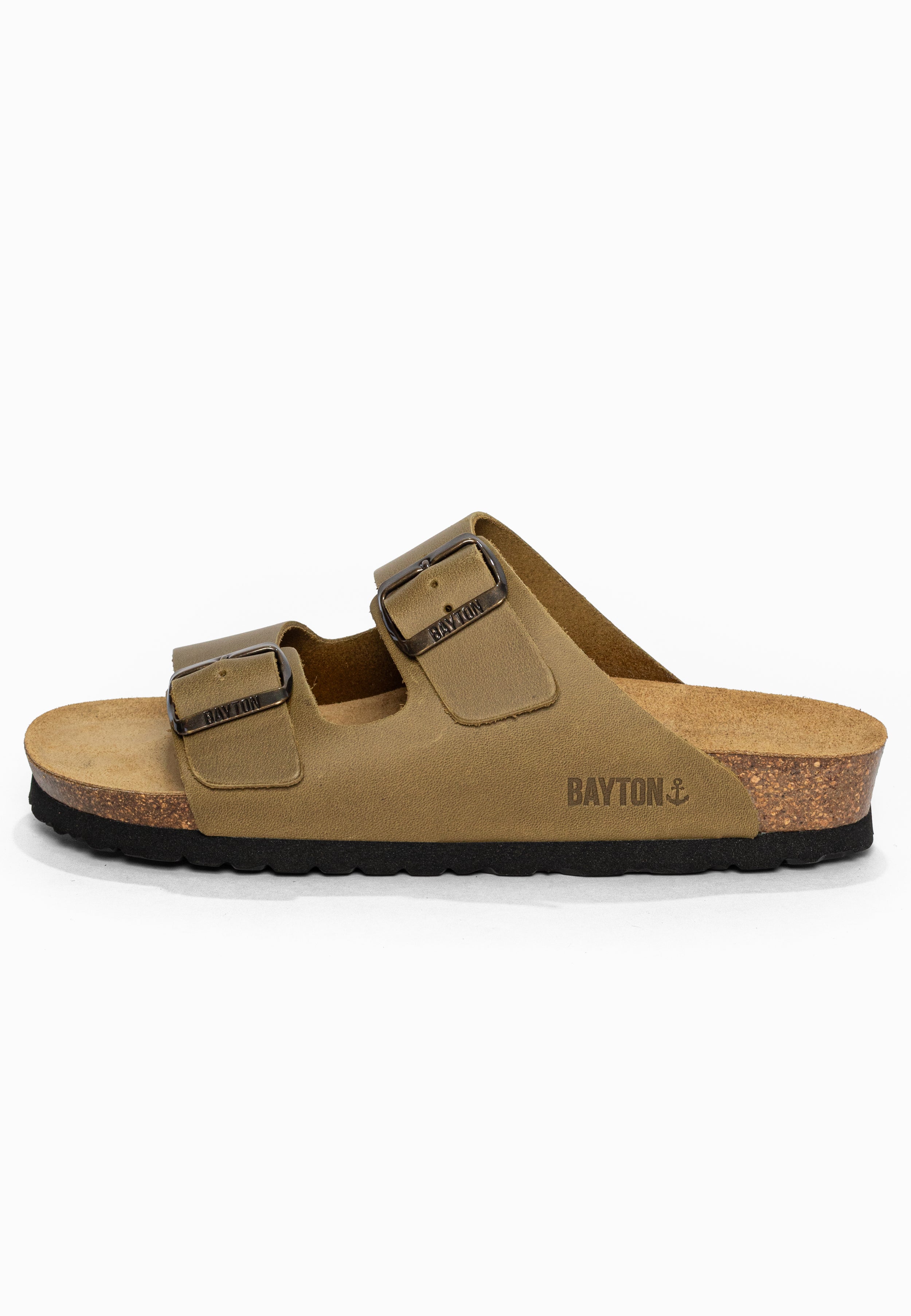 Sandales 2 Brides Atlas Kaki en Cuir Bayton pour Femme