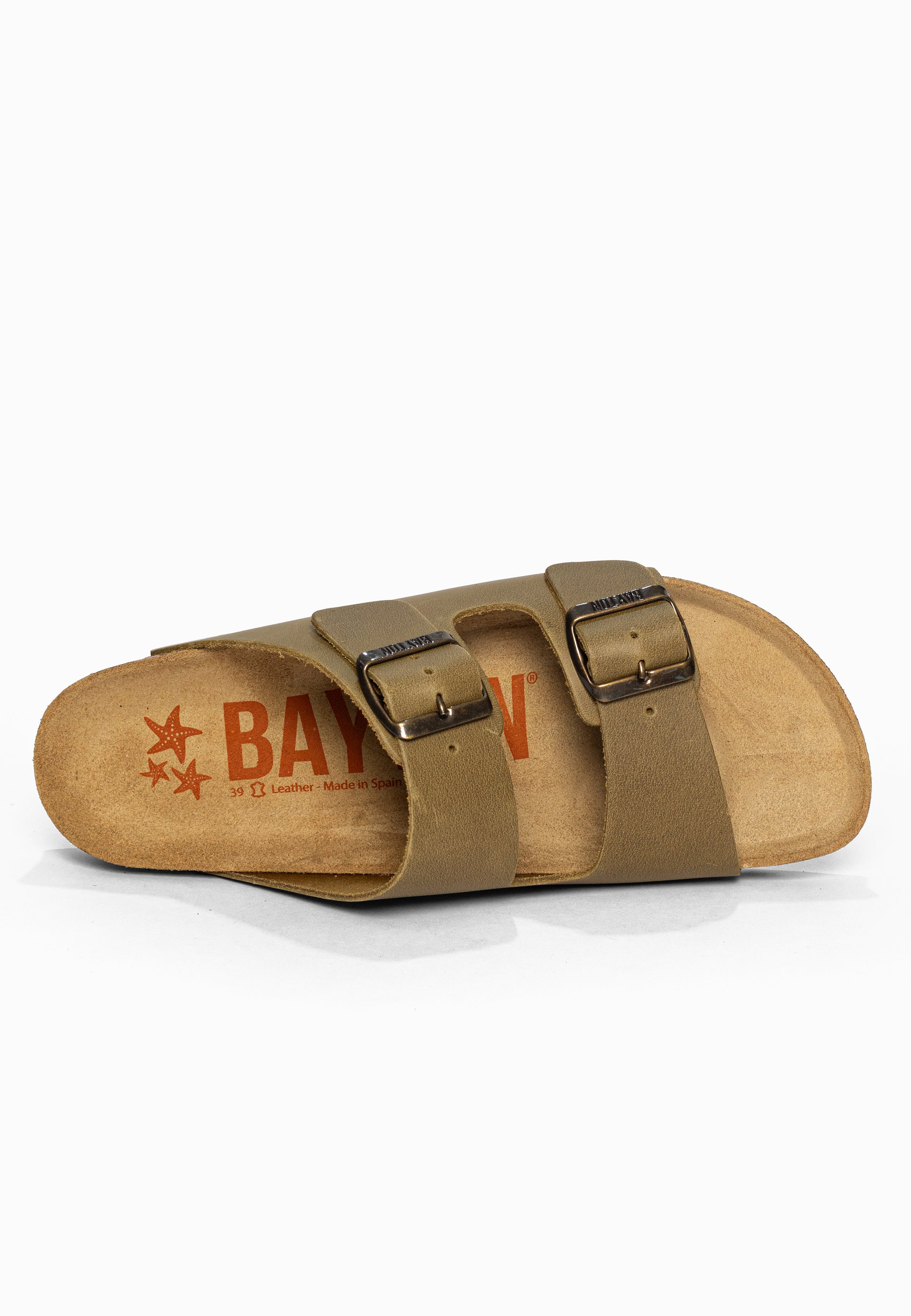 Sandales 2 Brides Atlas Kaki en Cuir Bayton pour Femme