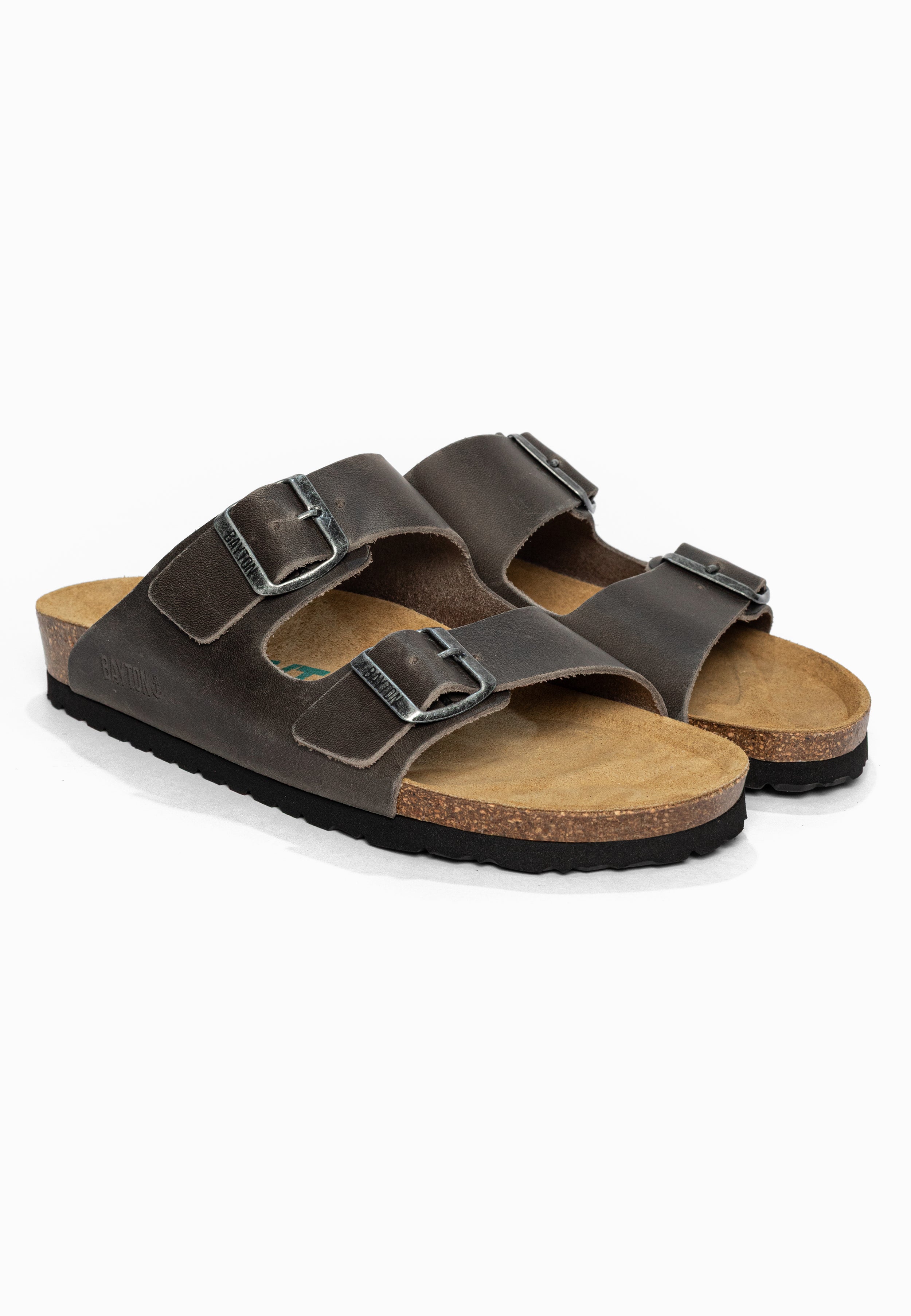 Sandales 2 Brides Atlas Anthracite en Cuir Bayton pour Femme
