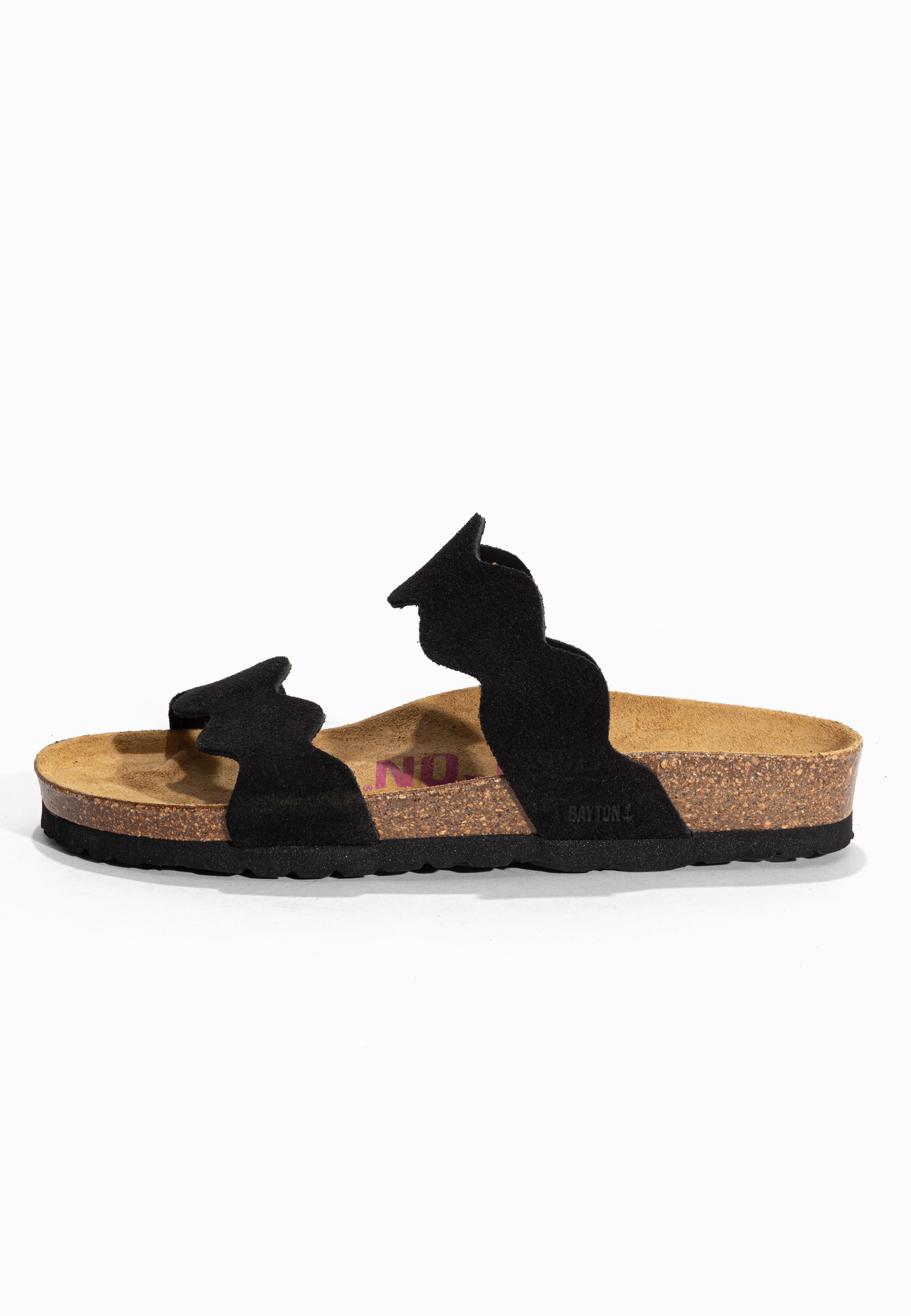 Sandales 2 Brides Wanneroo Noir en Cuir Suédé Bayton pour Femme