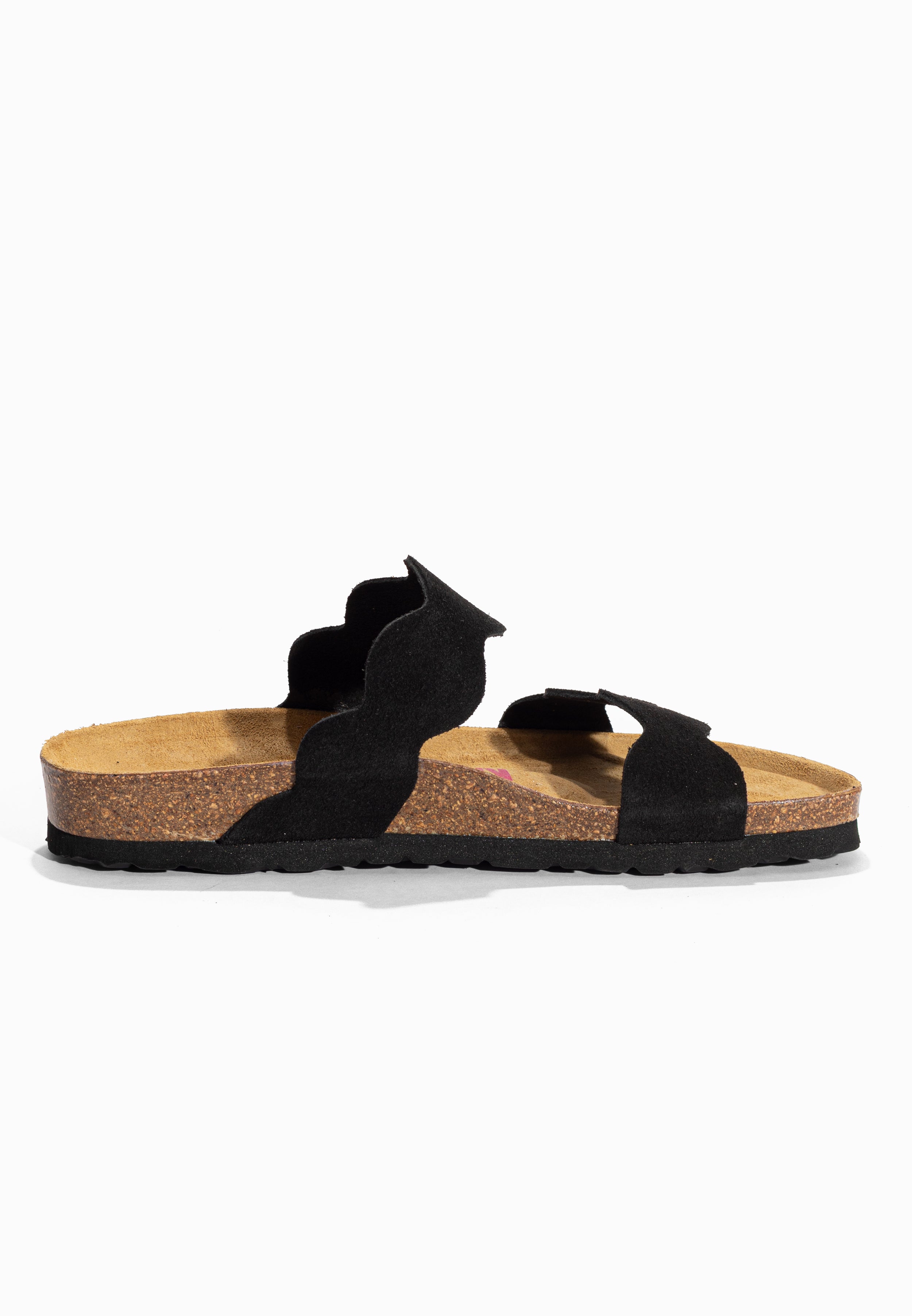 Sandales 2 Brides Wanneroo Noir en Cuir Suédé Bayton pour Femme