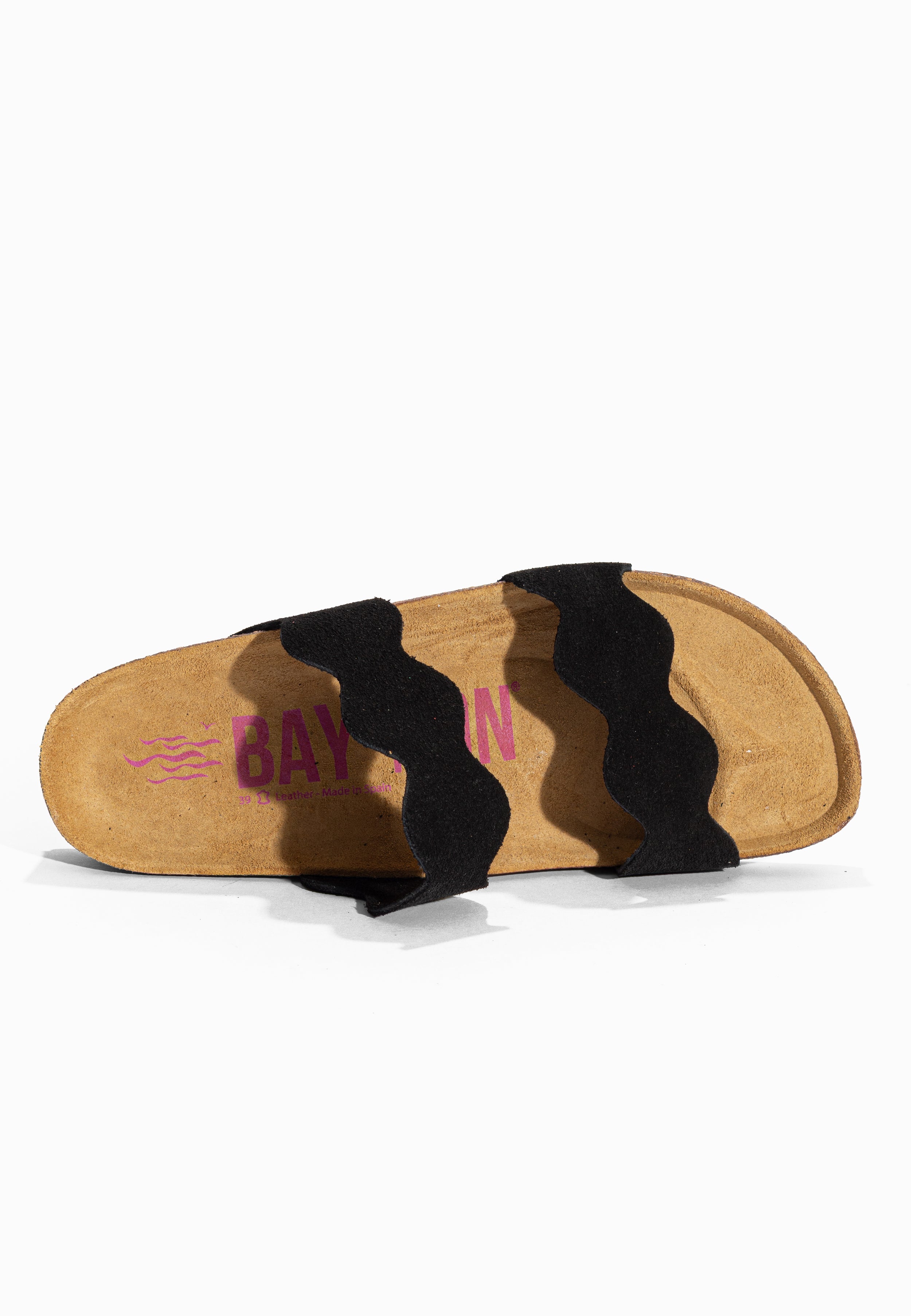 Sandales 2 Brides Wanneroo Noir en Cuir Suédé Bayton pour Femme