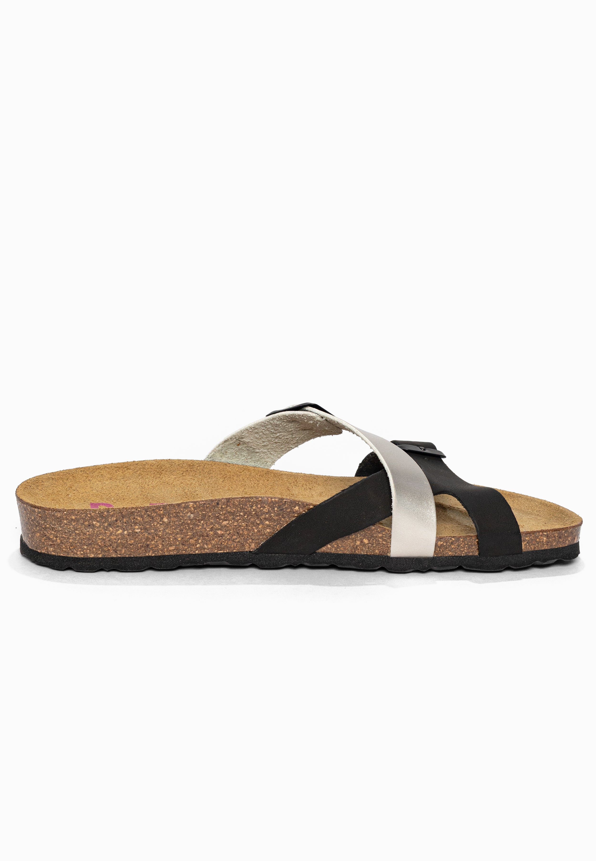 Sandales 2 Brides Cleo Noir et Argent Bayton pour Femme