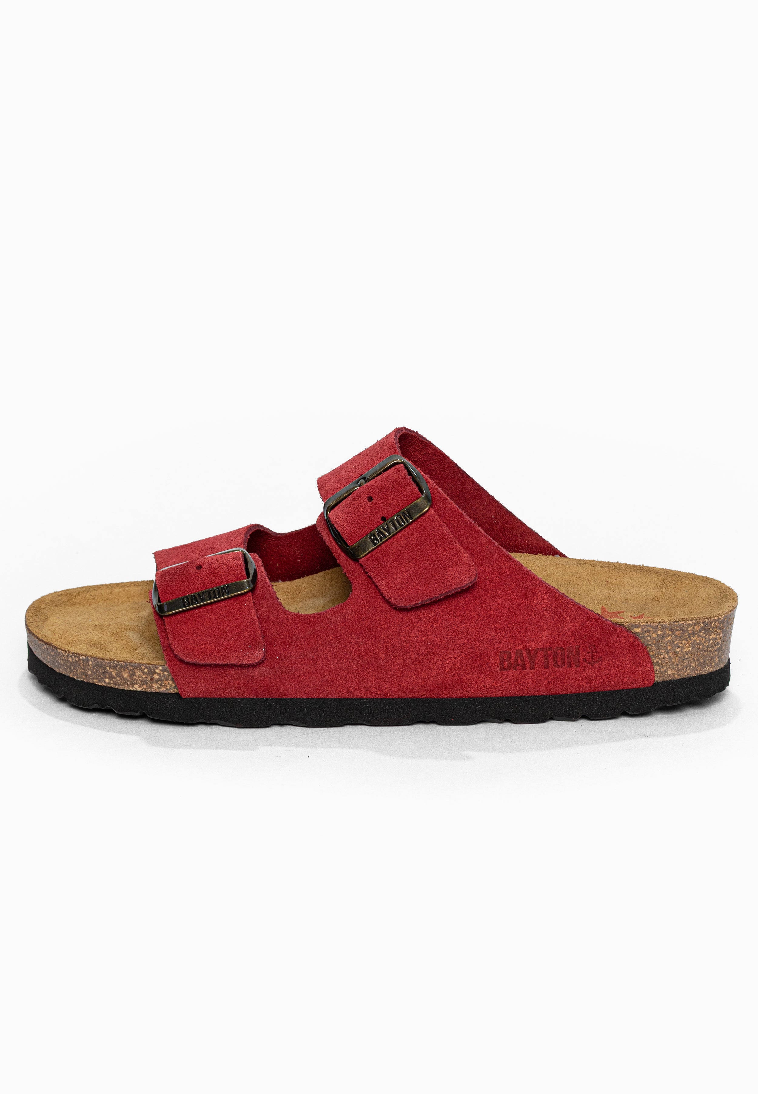 Sandales 2 Brides Atlas Rouge en Cuir Suédé Bayton pour Femme