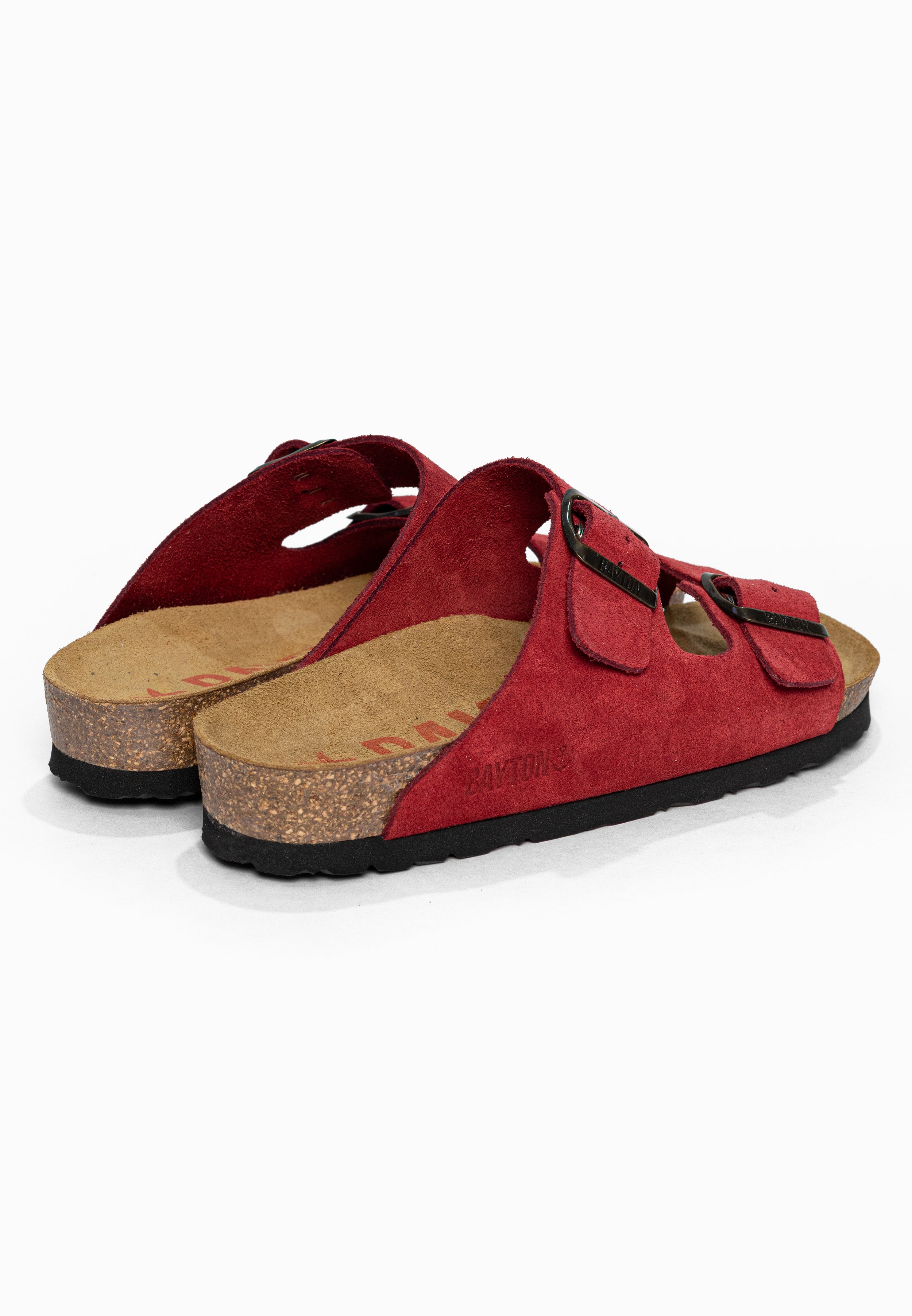 Sandales 2 Brides Atlas Rouge en Cuir Suédé Bayton pour Femme